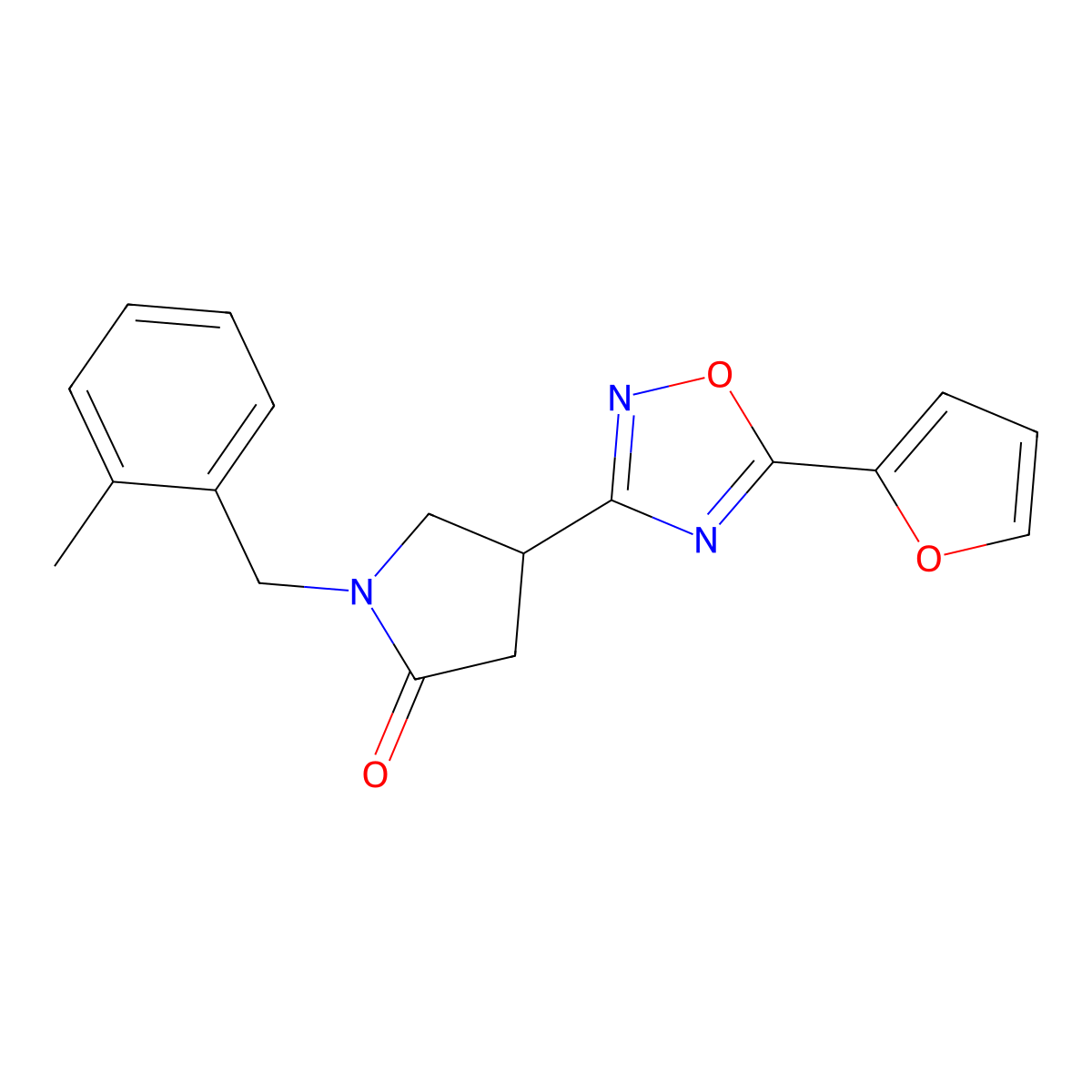4-(5-(Furan-2-yl)-1,2,4-oxadiazol-3-yl)-1-(2-methylbenzyl)pyrrolidin-2-one molecular structure, CAS 1173100-09-8