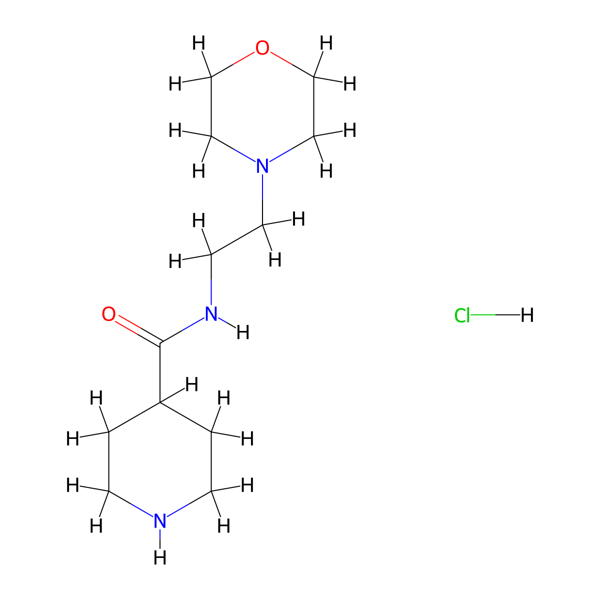 N-[2-(morpholin-4-yl)ethyl]piperidine-4-carboxamide hydrochloride molecular structure, CAS 1173100-38-3