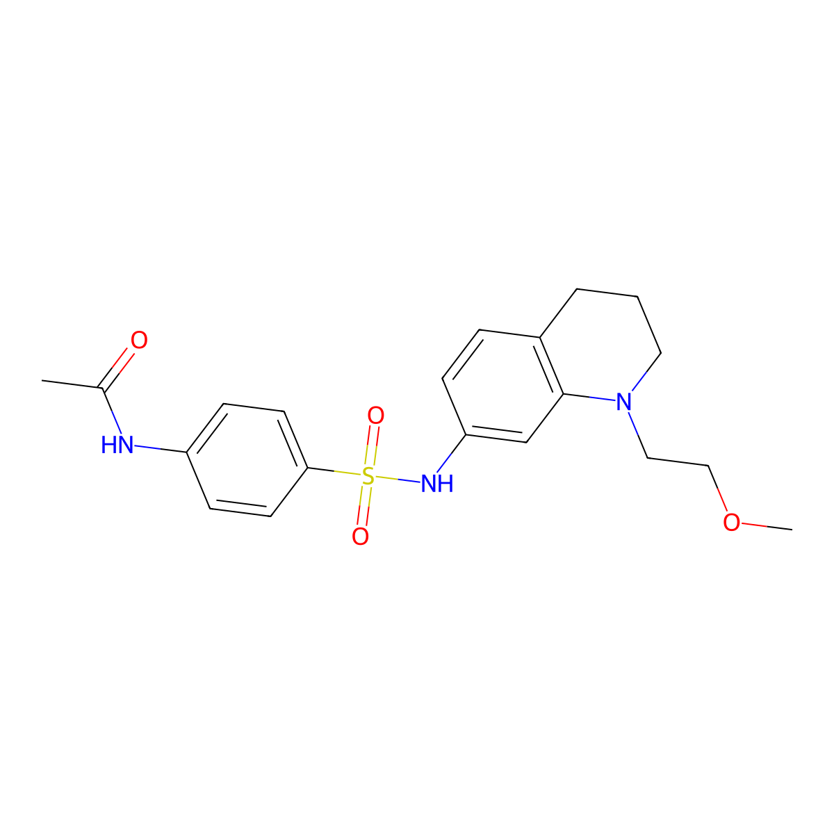 N-(4-(N-(1-(2-methoxyethyl)-1,2,3,4-tetrahydroquinolin-7-yl)sulfamoyl)phenyl)acetamide molecular structure, CAS 1173100-51-0