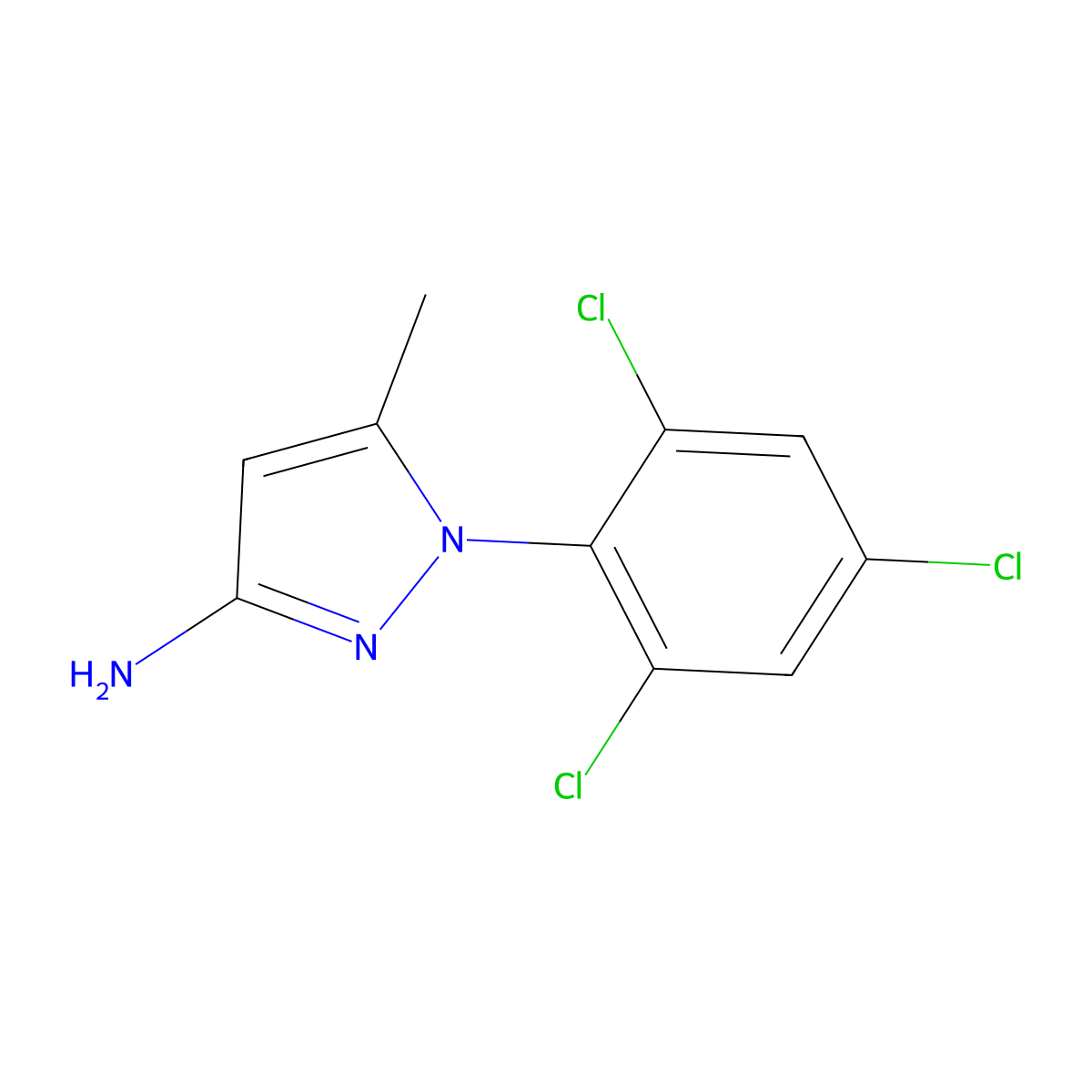 5-methyl-1-(2,4,6-trichlorophenyl)-1H-pyrazol-3-amine molecular structure, CAS 1173101-11-5