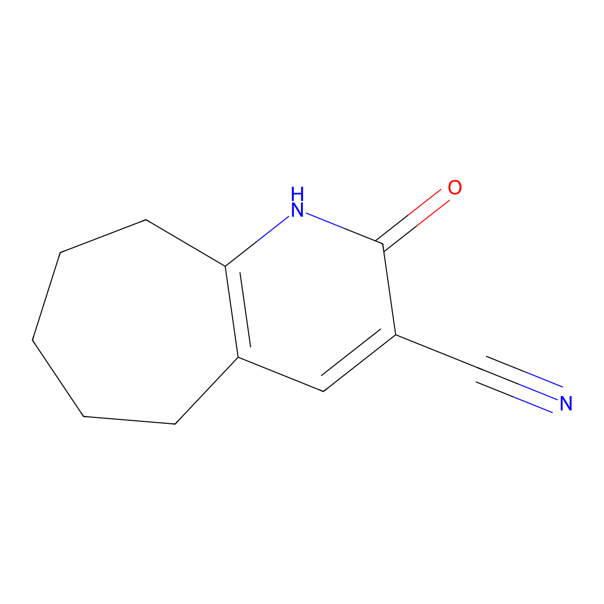 2-oxo-1H,2H,5H,6H,7H,8H,9H-cyclohepta[b]pyridine-3-carbonitrile molecular structure, CAS 117311-18-9