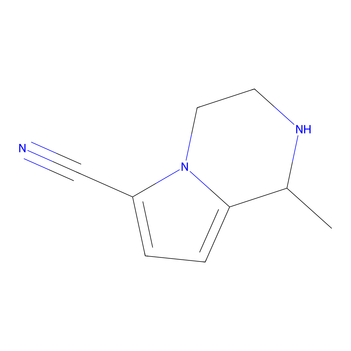 1-methyl-1H,2H,3H,4H-pyrrolo[1,2-a]pyrazine-6-carbonitrile molecular structure, CAS 1173146-03-6