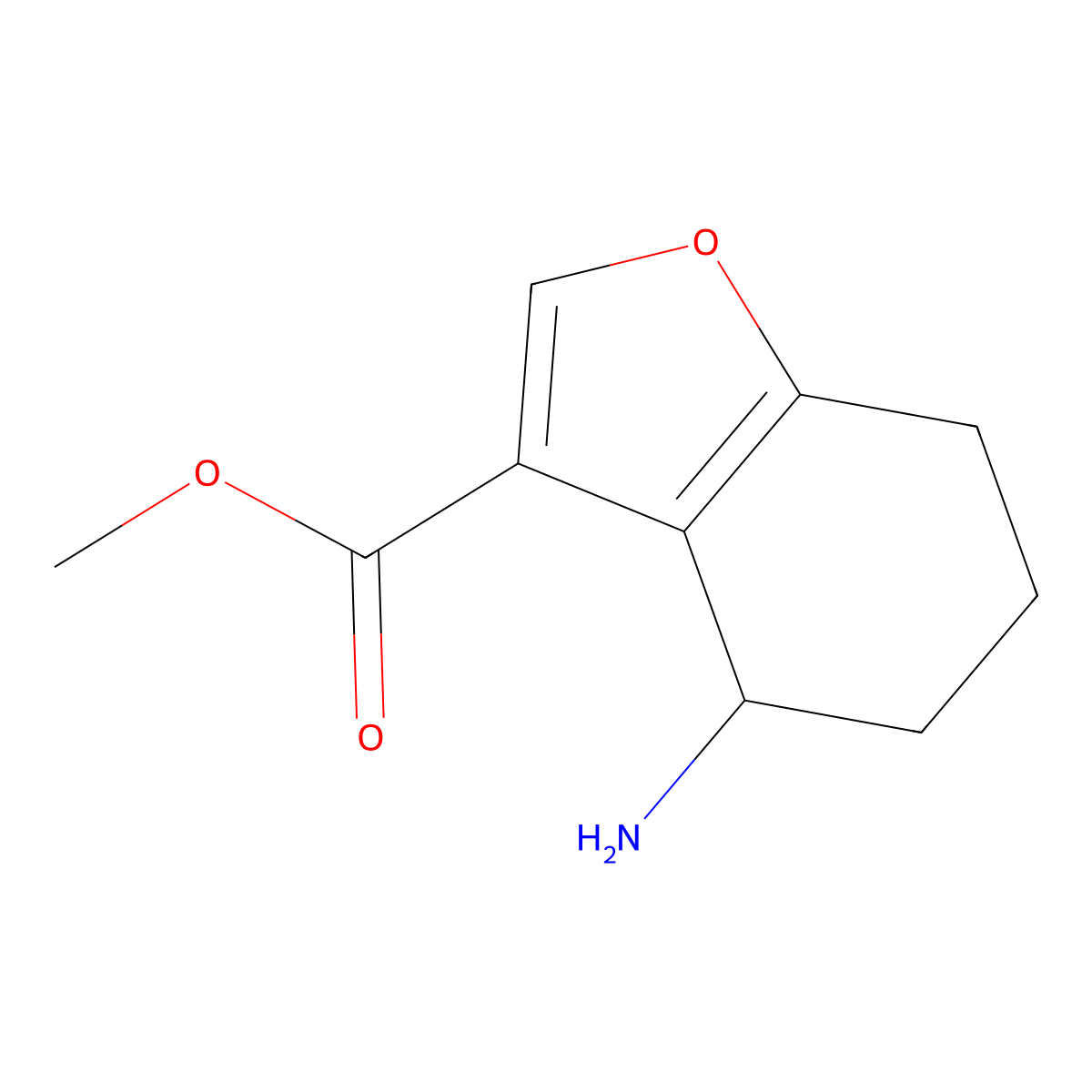 Methyl 4-amino-4,5,6,7-tetrahydrobenzofuran-3-carboxylate molecular structure, CAS 1173146-04-7
