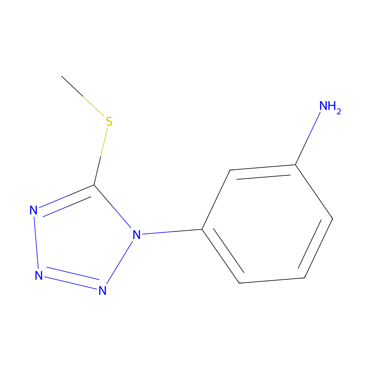 3-[5-(methylsulfanyl)-1H-1,2,3,4-tetrazol-1-yl]aniline molecular structure, CAS 1173146-92-3