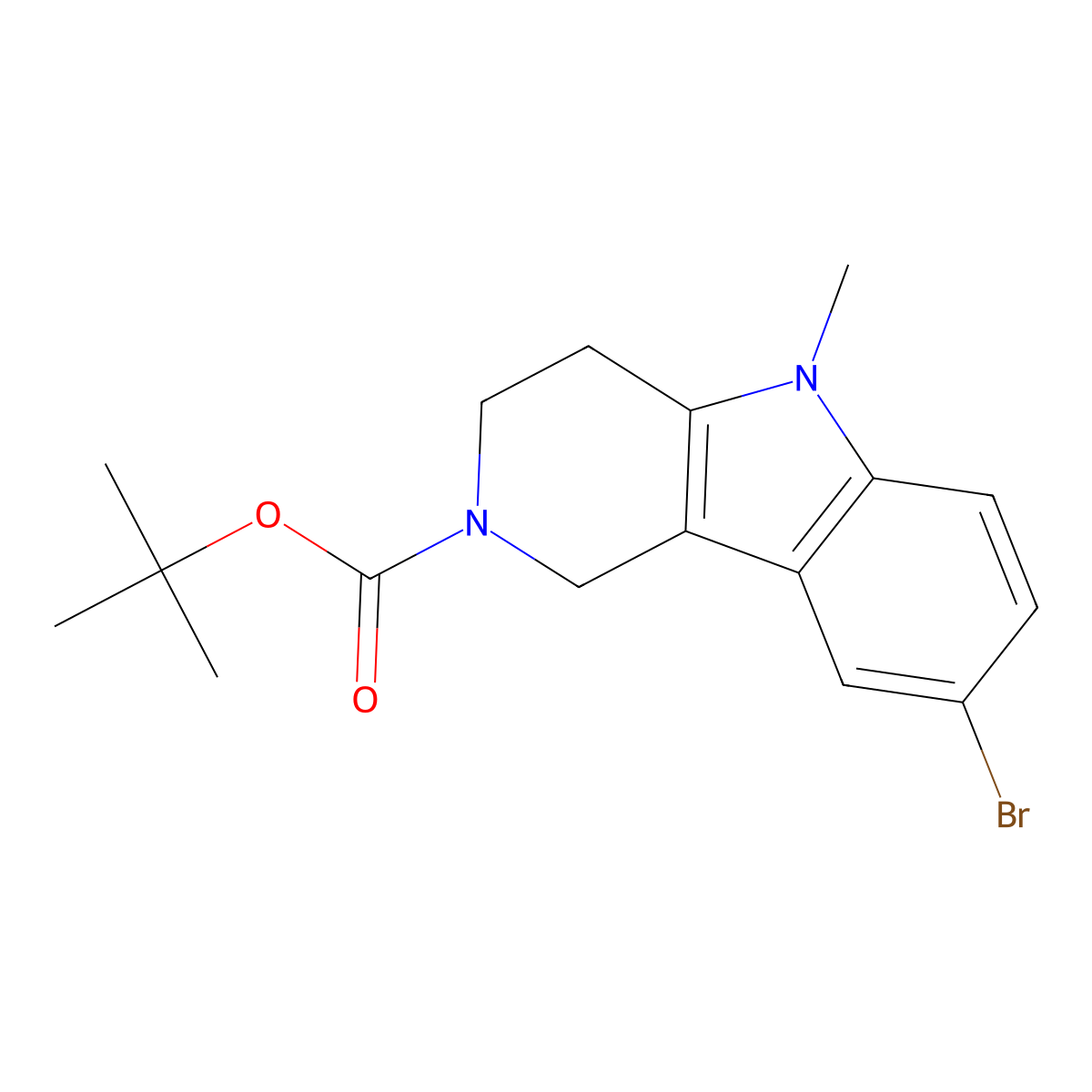 tert-Butyl 8-bromo-5-methyl-1,3,4,5-tetrahydro-2H-pyrido[4,3-b]indole-2-carboxylate molecular structure, CAS 1173155-41-3