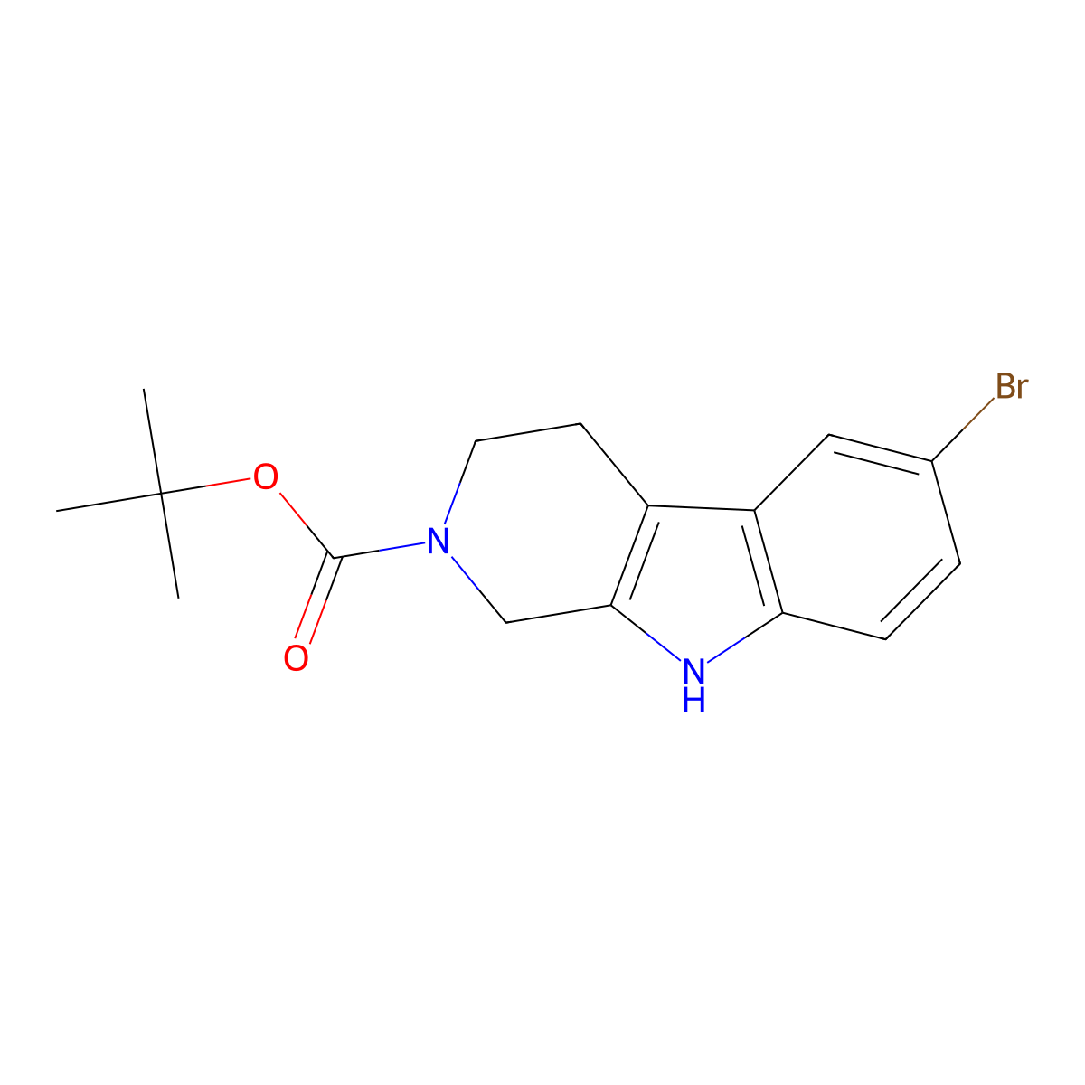 tert-Butyl 6-bromo-3,4-dihydro-1H-pyrido[3,4-b]indole-2(9H)-carboxylate molecular structure, CAS 1173155-59-3