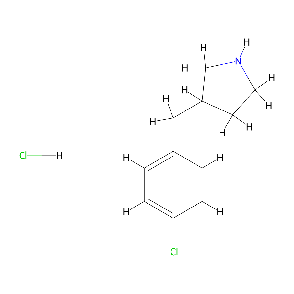 3-((4-Chlorophenyl)methyl)pyrrolidine hydrochloride molecular structure, CAS 1173162-28-1