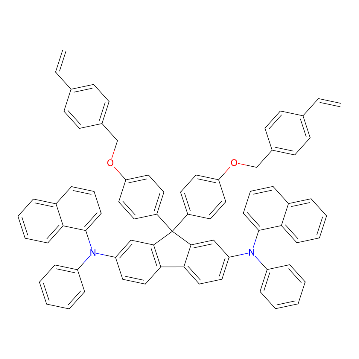 9,9-Bis[4-[(4-ethenylphenyl)methoxy]phenyl]-N2,N7-di-1-naphthalenyl-N2,N7-diphenyl-9H-fluorene-2,7-diamine molecular structure, CAS 1173170-48-3