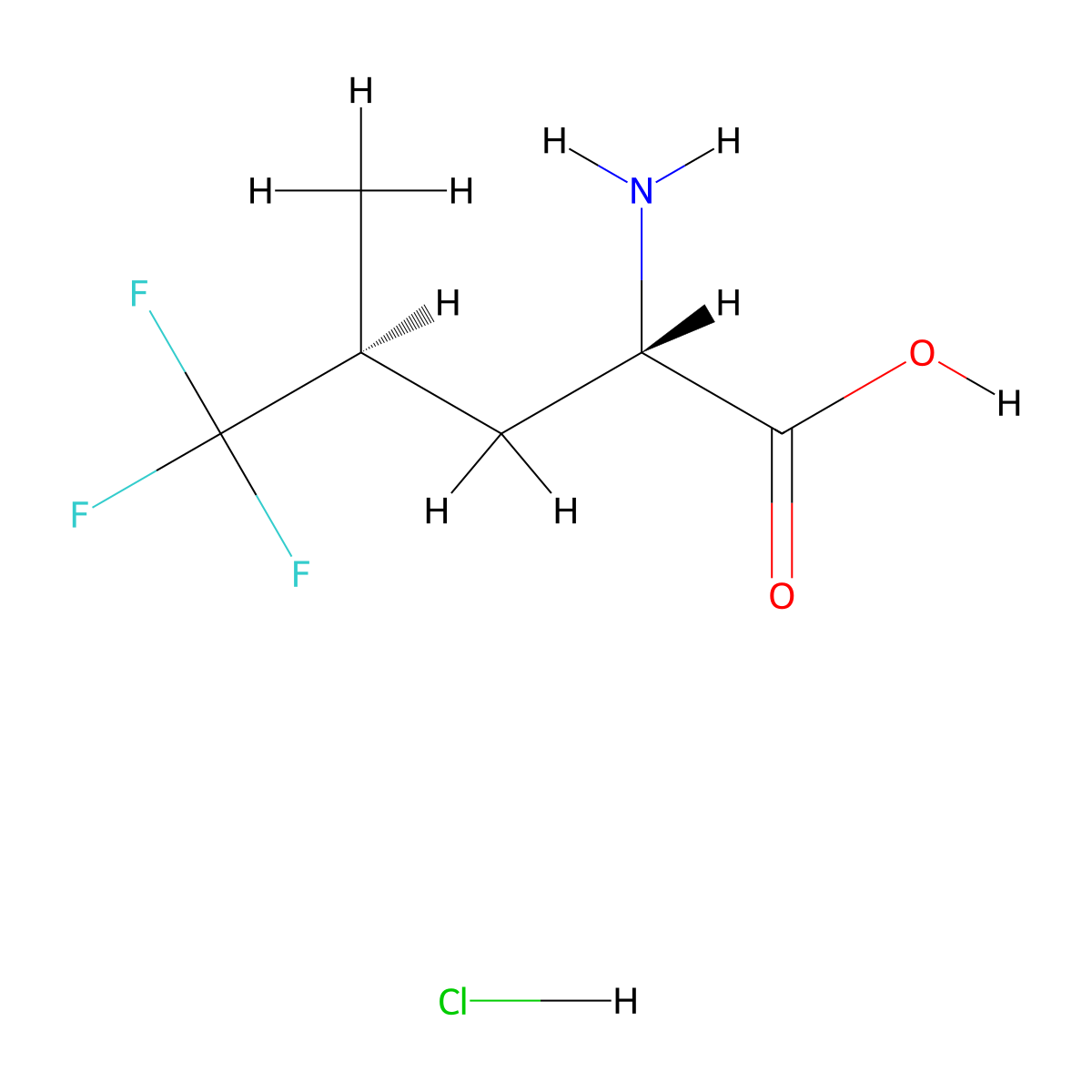(2S,4S)-2-amino-5,5,5-trifluoro-4-methylpentanoic acid hydrochloride molecular structure, CAS 1173178-46-5