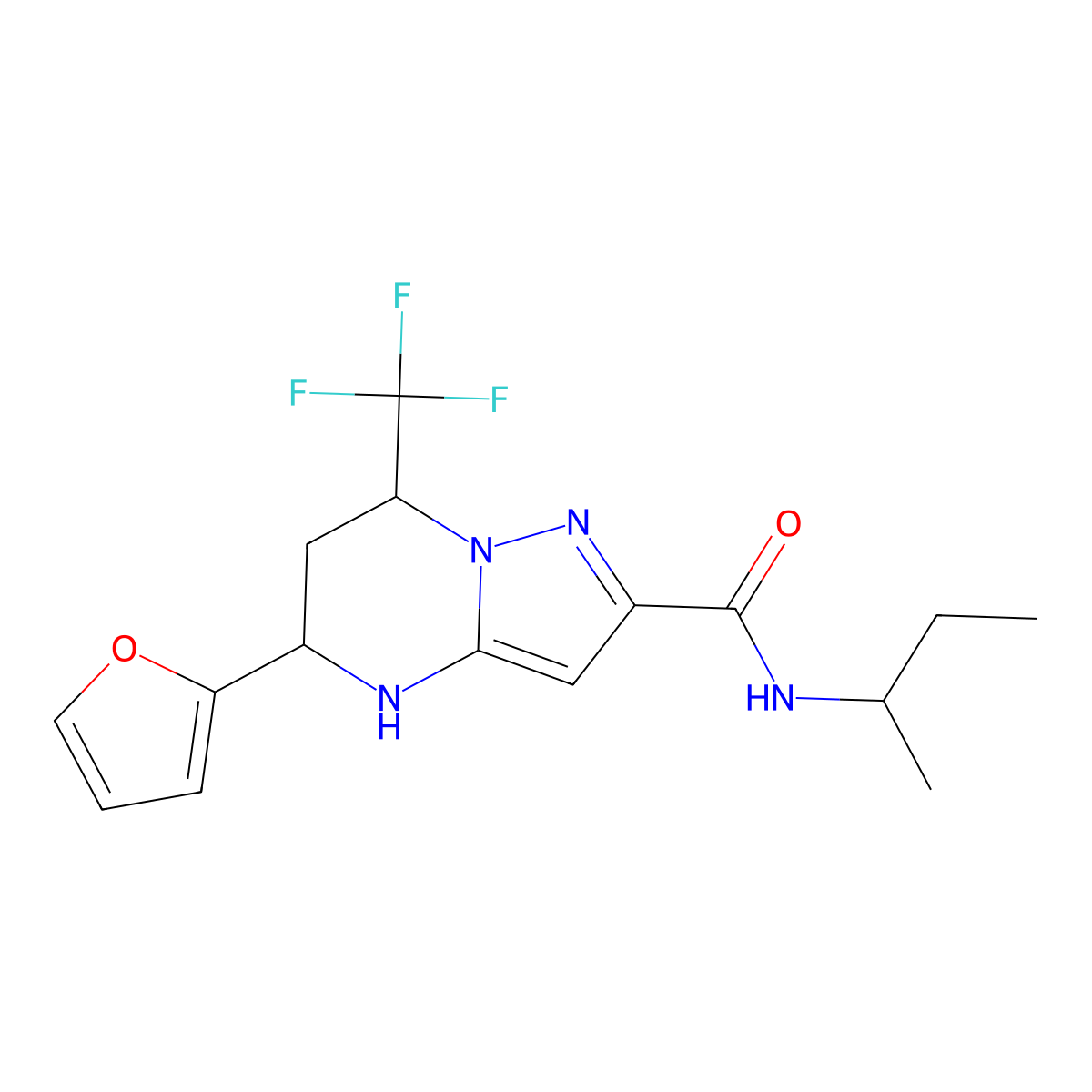 N-(sec-Butyl)-5-(furan-2-yl)-7-(trifluoromethyl)-4,5,6,7-tetrahydropyrazolo[1,5-a]pyrimidine-2-carboxamide molecular structure, CAS 1173182-25-6