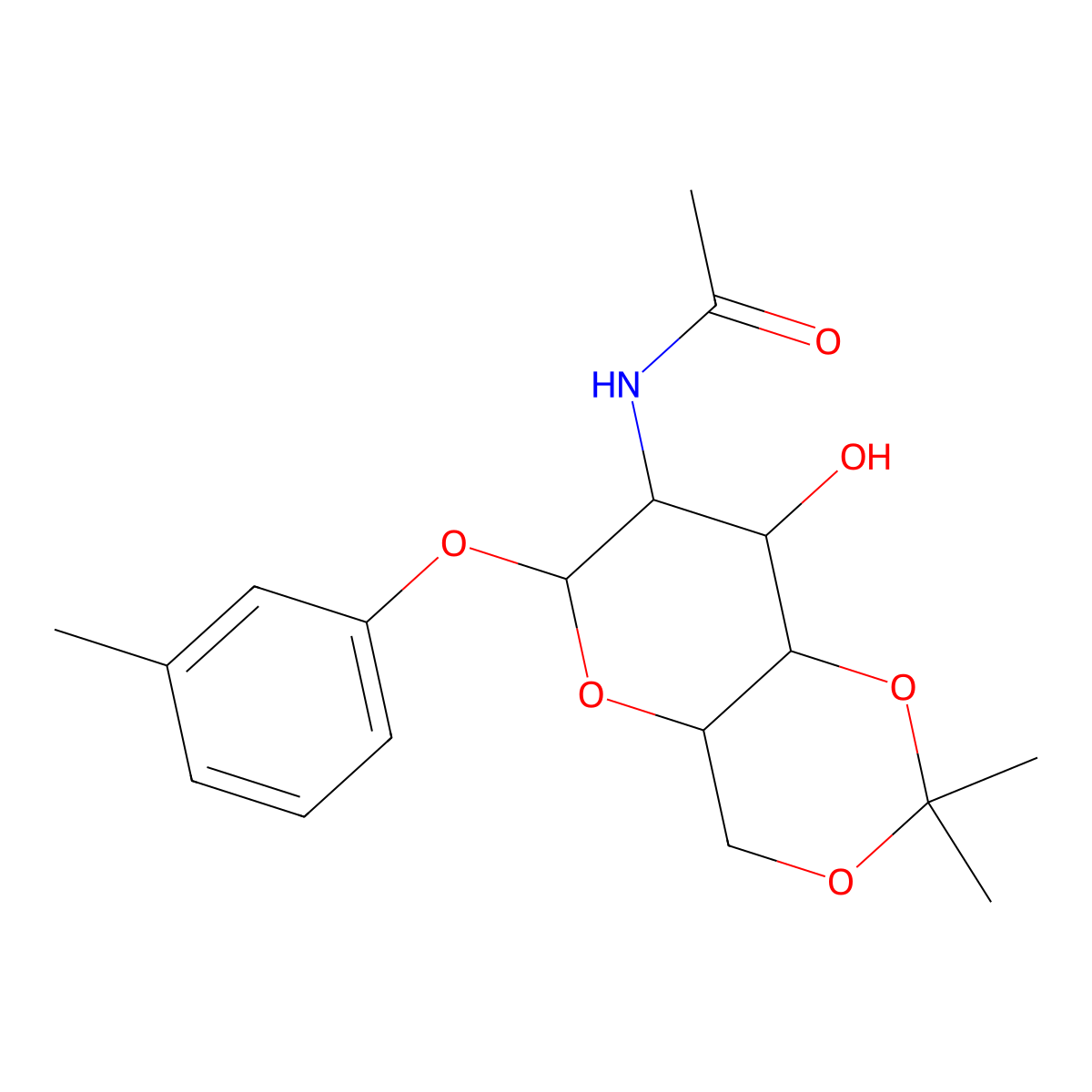 N-(8-hydroxy-2,2-dimethyl-6-(m-tolyloxy)hexahydropyrano[3,2-d][1,3]dioxin-7-yl)acetamide molecular structure, CAS 1173182-78-9