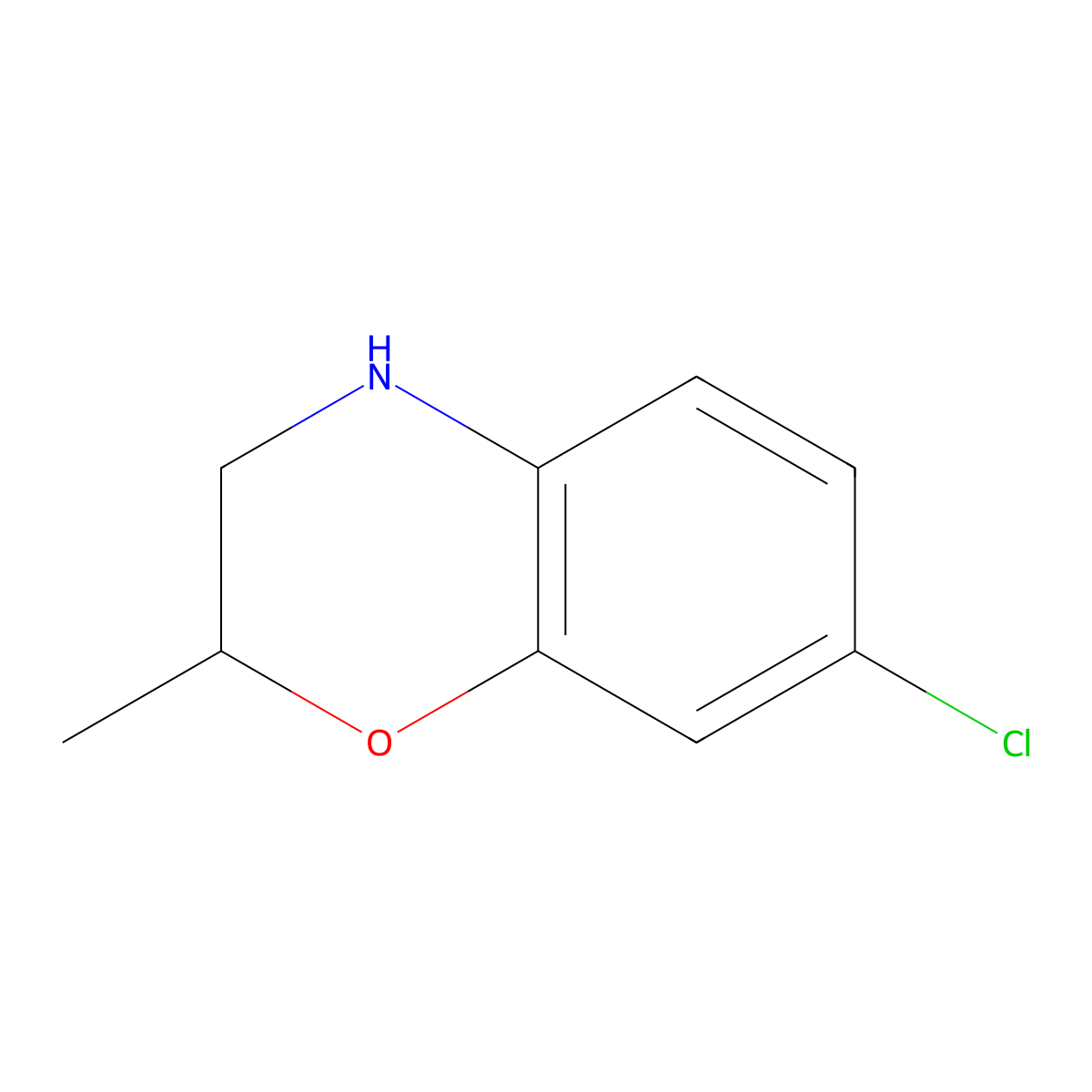7-Chloro-2-methyl-3,4-dihydro-2H-1,4-benzoxazine molecular structure, CAS 1173183-85-1