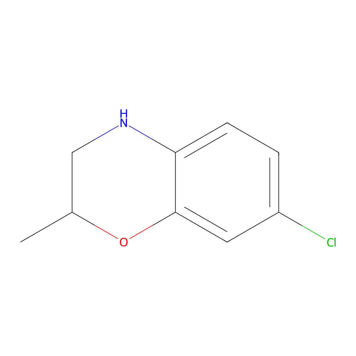 7-Chloro-2-methyl-3,4-dihydro-2H-1,4-benzoxazine molecular structure, CAS 1173183-85-1