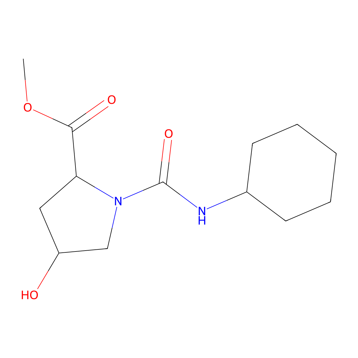 Methyl 1-[(cyclohexylamino)carbonyl]-4-hydroxy-2-pyrrolidinecarboxylate molecular structure, CAS 1173195-05-5