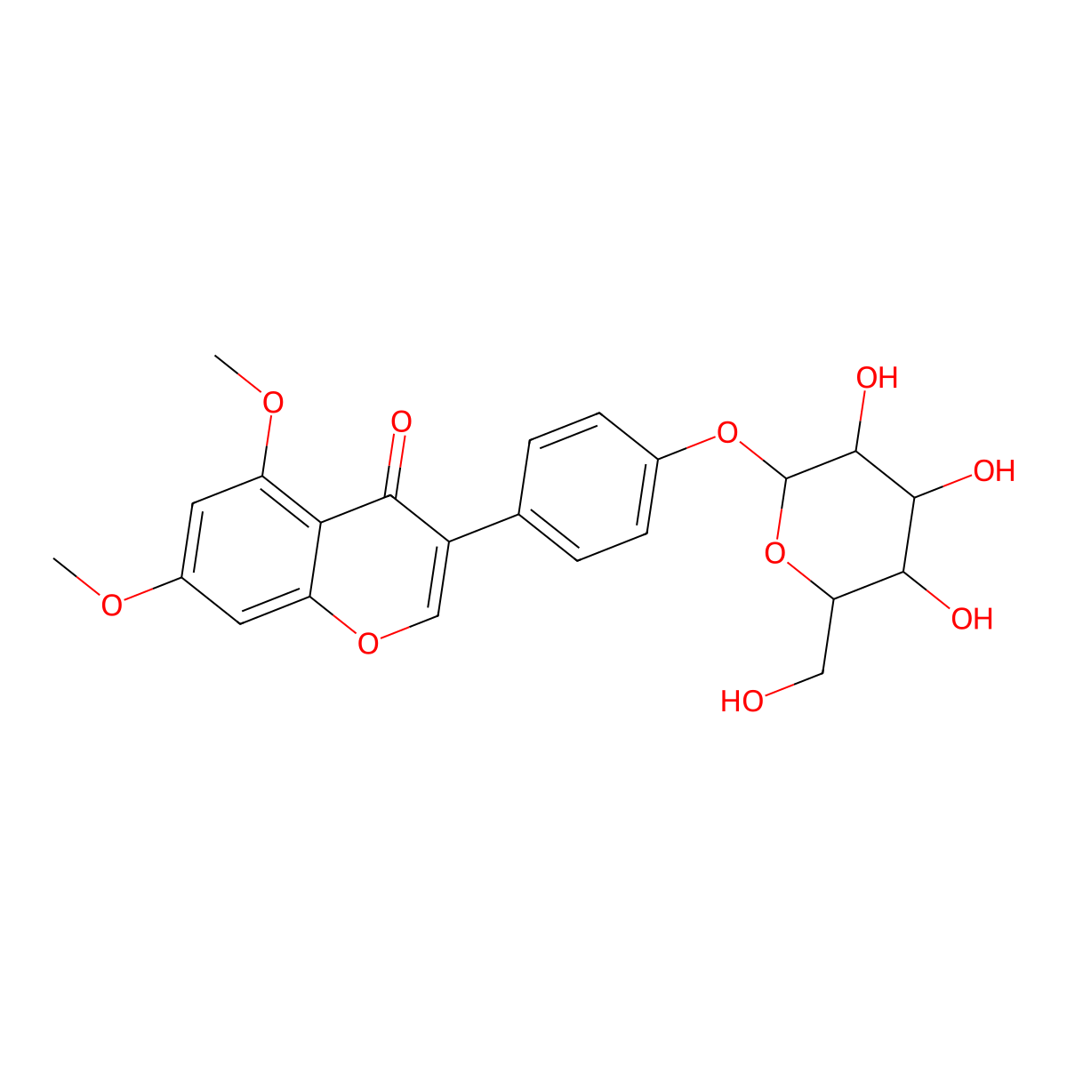 5,7-dimethoxy-3-(4-((3,4,5-trihydroxy-6-(hydroxymethyl)tetrahydro-2H-pyran-2-yl)oxy)phenyl)-4H-chromen-4-one molecular structure, CAS 1173199-68-2