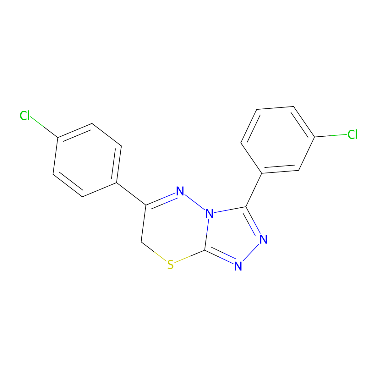 3-(3-Chlorophenyl)-6-(4-chlorophenyl)-7H-1,2,4-triazolo[3,4-b][1,3,4]thiadiazine molecular structure, CAS 117320-67-9