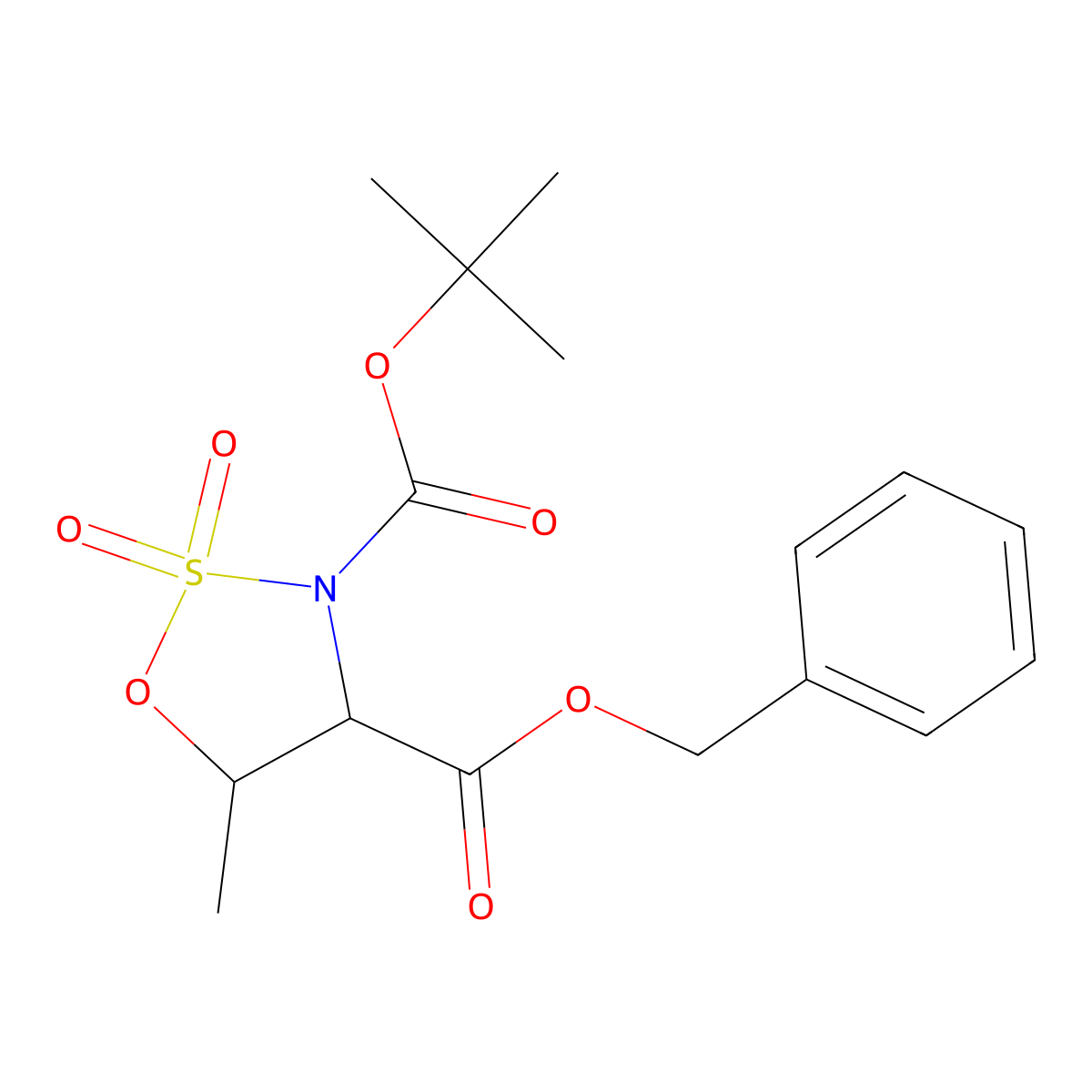 1,2,3-Oxathiazolidine-3,4-dicarboxylic acid, 5-methyl-, 3-(1,1-dimethylethyl) 4-(phenylmethyl) ester, 2,2-dioxide, (4S,5R)- molecular structure, CAS 1173202-74-8