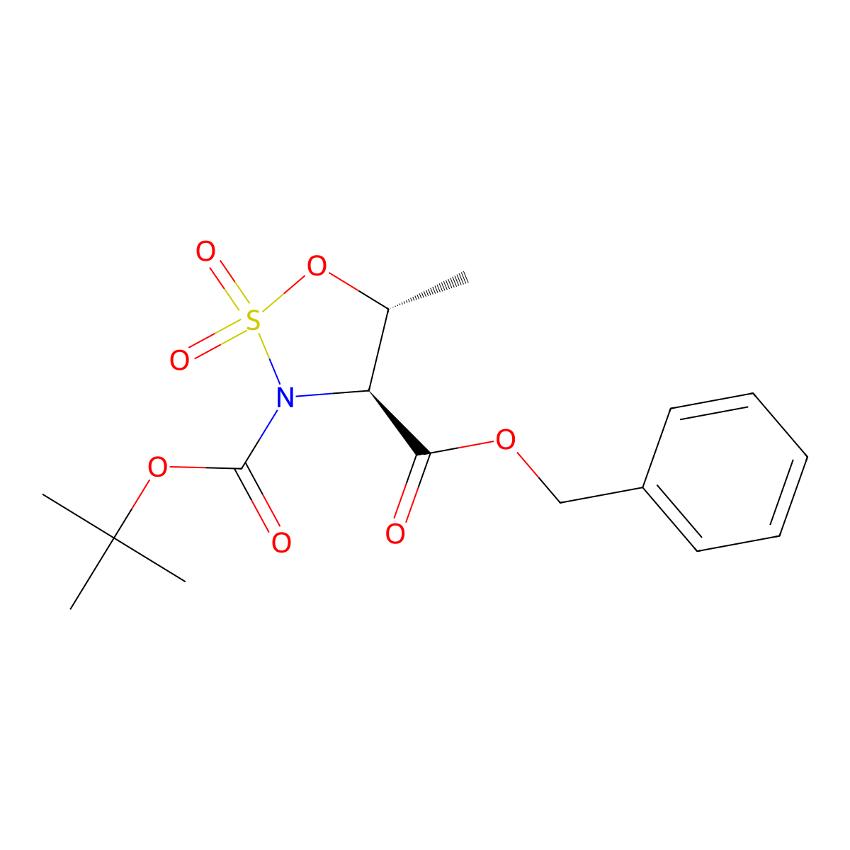 1,2,3-Oxathiazolidine-3,4-dicarboxylic acid, 5-methyl-, 3-(1,1-dimethylethyl) 4-(phenylmethyl) ester, 2,2-dioxide, (4S,5R)- molecular structure, CAS 1173202-74-8