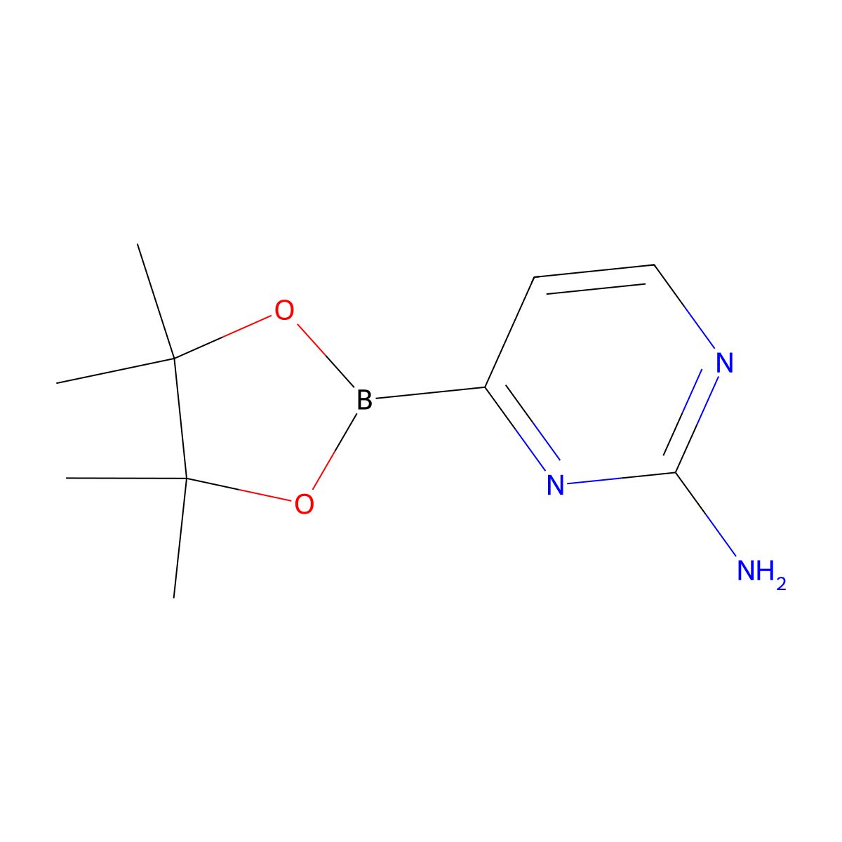 4-(4,4,5,5-Tetramethyl-1,3,2-dioxaborolan-2-yl)pyrimidin-2-amine molecular structure, CAS 1173206-16-0