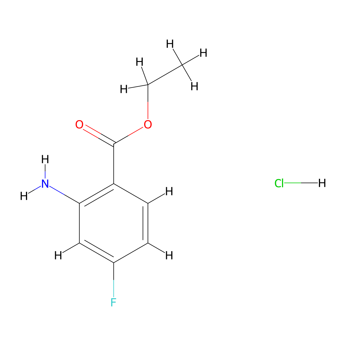 Ethyl 2-amino-4-fluorobenzoate hydrochloride molecular structure, CAS 117324-06-8