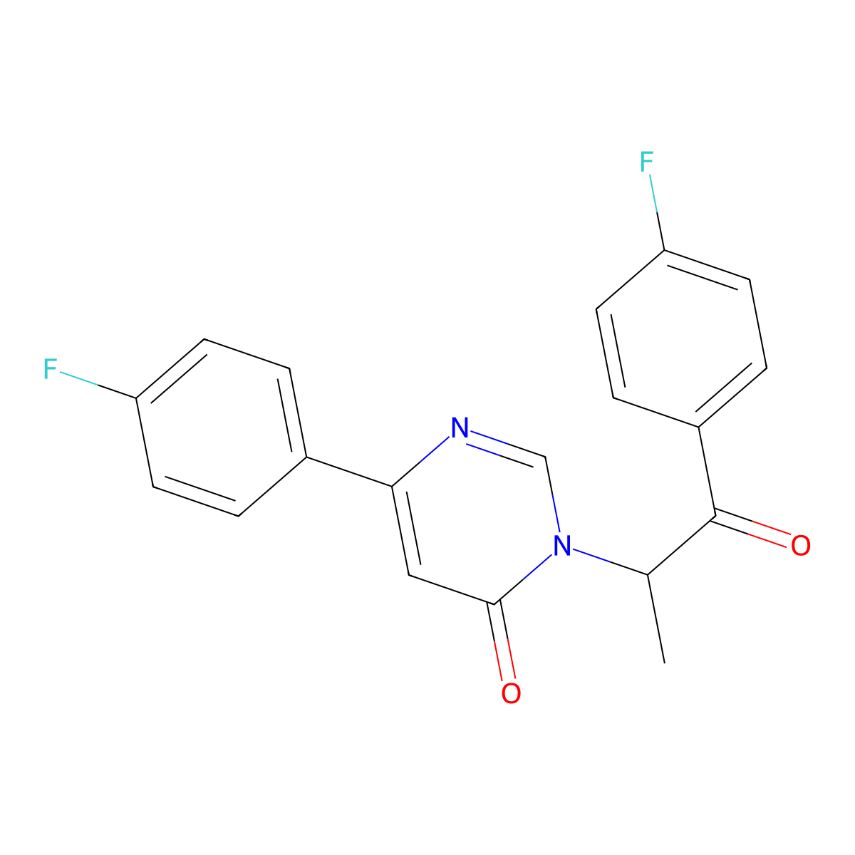 6-(4-fluorophenyl)-3-(1-(4-fluorophenyl)-1-oxopropan-2-yl)pyrimidin-4(3H)-one molecular structure, CAS 1173245-69-6