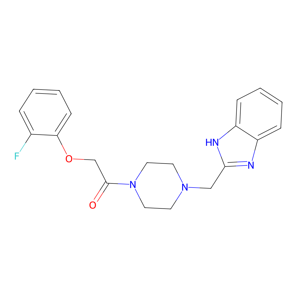 1-(4-((1H-benzo[d]imidazol-2-yl)methyl)piperazin-1-yl)-2-(2-fluorophenoxy)ethanone molecular structure, CAS 1173246-43-9
