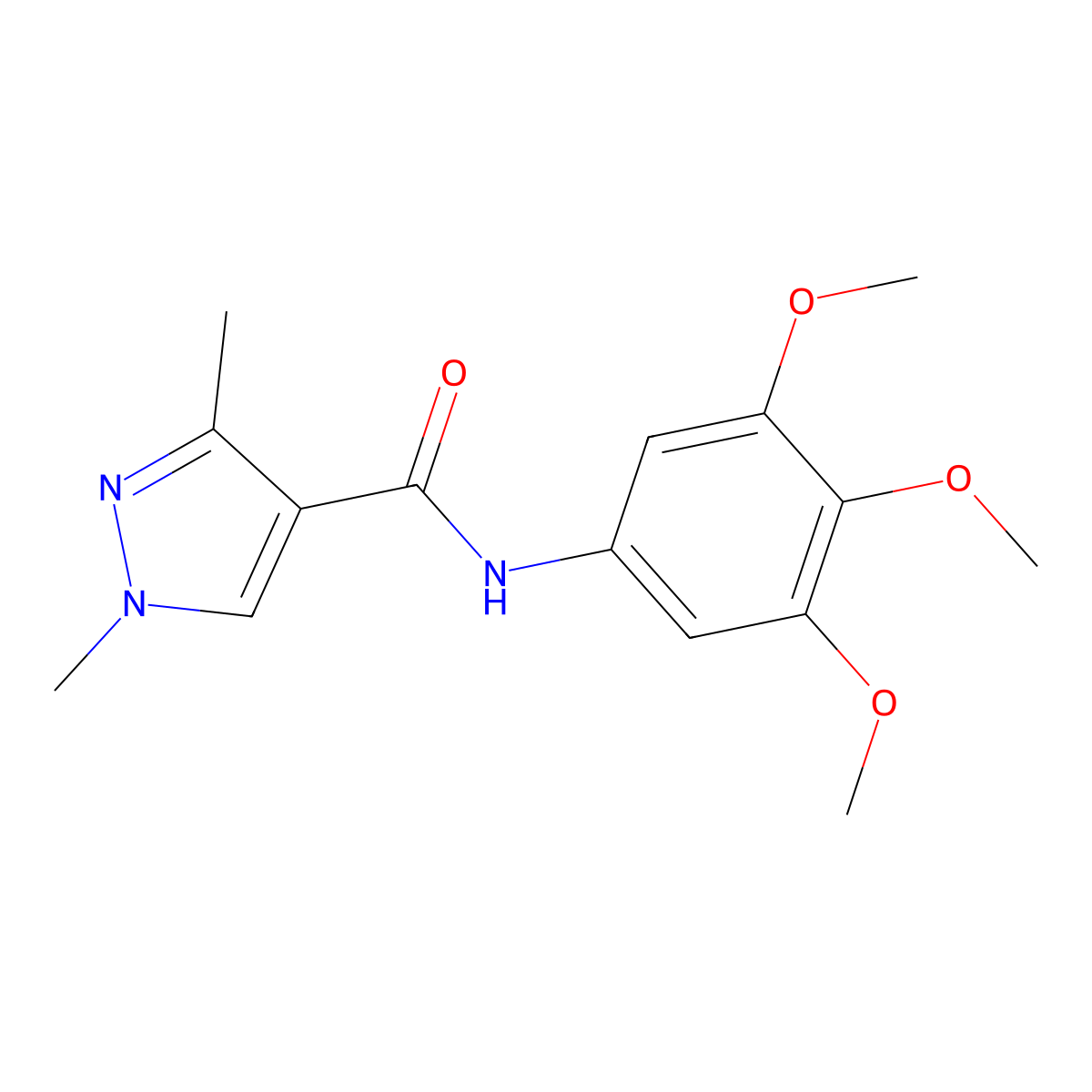 1,3-dimethyl-N-(3,4,5-trimethoxyphenyl)-1H-pyrazole-4-carboxamide molecular structure, CAS 1173246-98-4
