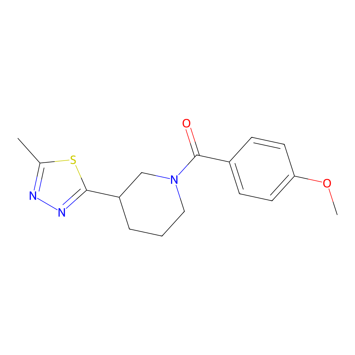 (4-Methoxyphenyl)(3-(5-methyl-1,3,4-thiadiazol-2-yl)piperidin-1-yl)methanone molecular structure, CAS 1173248-70-8