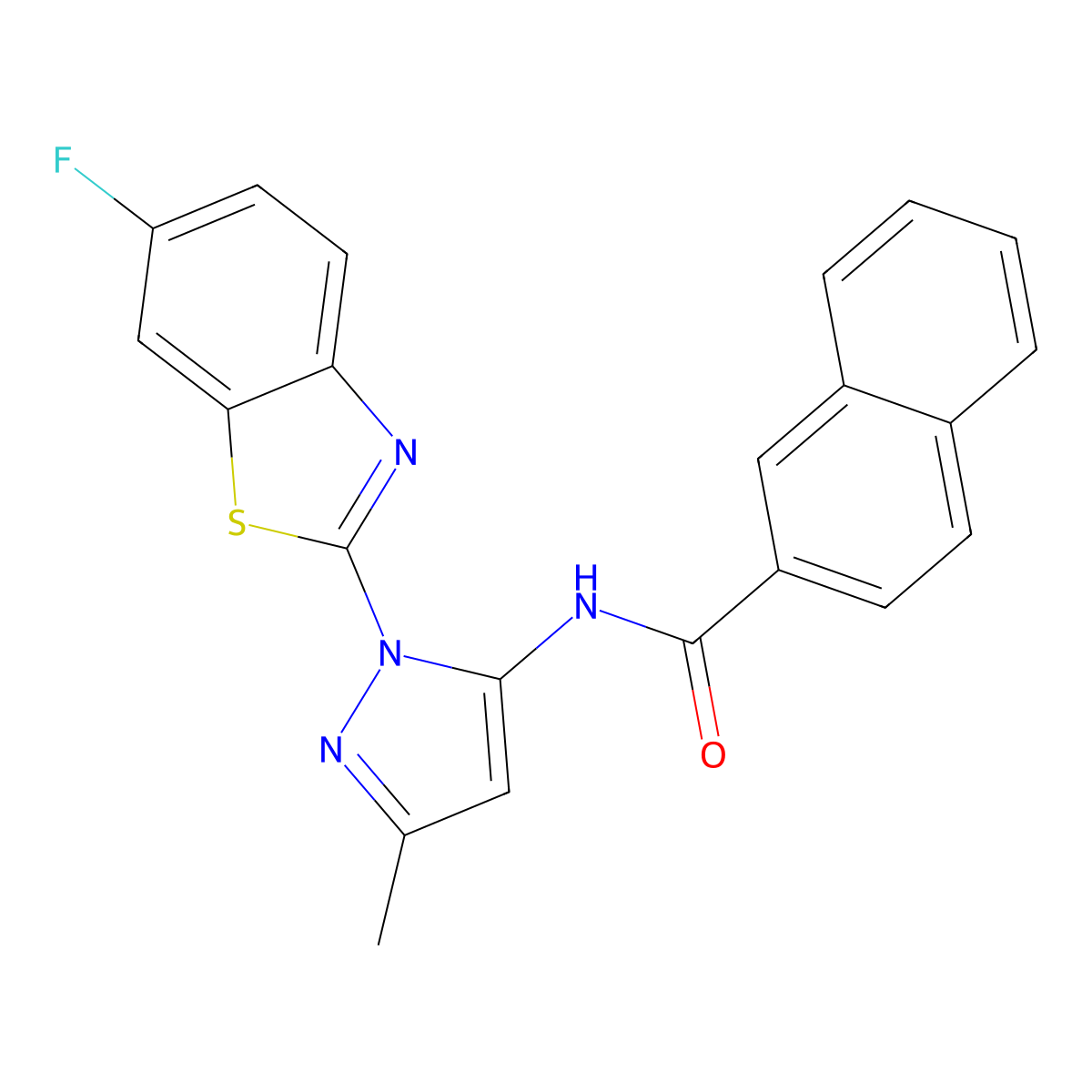 N-(1-(6-fluorobenzo[d]thiazol-2-yl)-3-methyl-1H-pyrazol-5-yl)-2-naphthamide molecular structure, CAS 1173249-78-9
