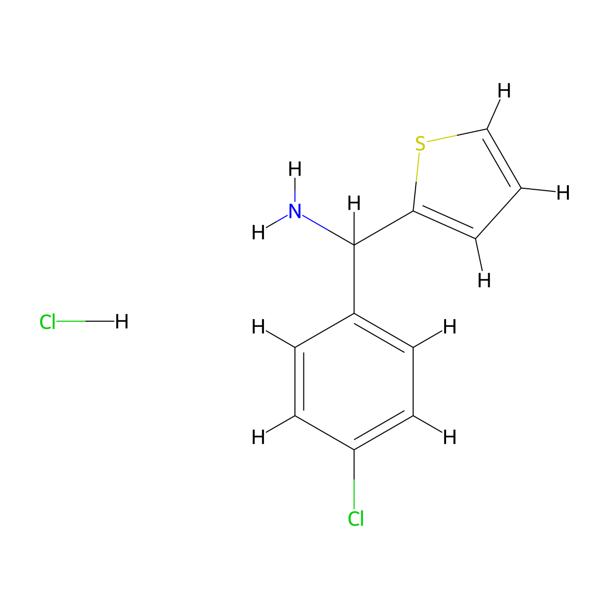 (4-Chlorophenyl)(thiophen-2-yl)methanamine hydrochloride molecular structure, CAS 1173251-06-3