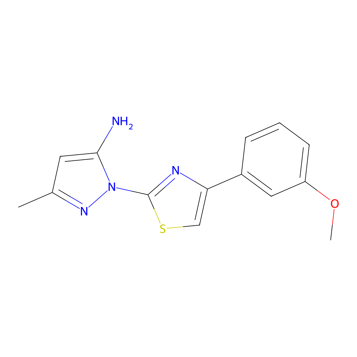 1-[4-(3-methoxyphenyl)-1,3-thiazol-2-yl]-3-methyl-1H-pyrazol-5-amine molecular structure, CAS 1173251-62-1
