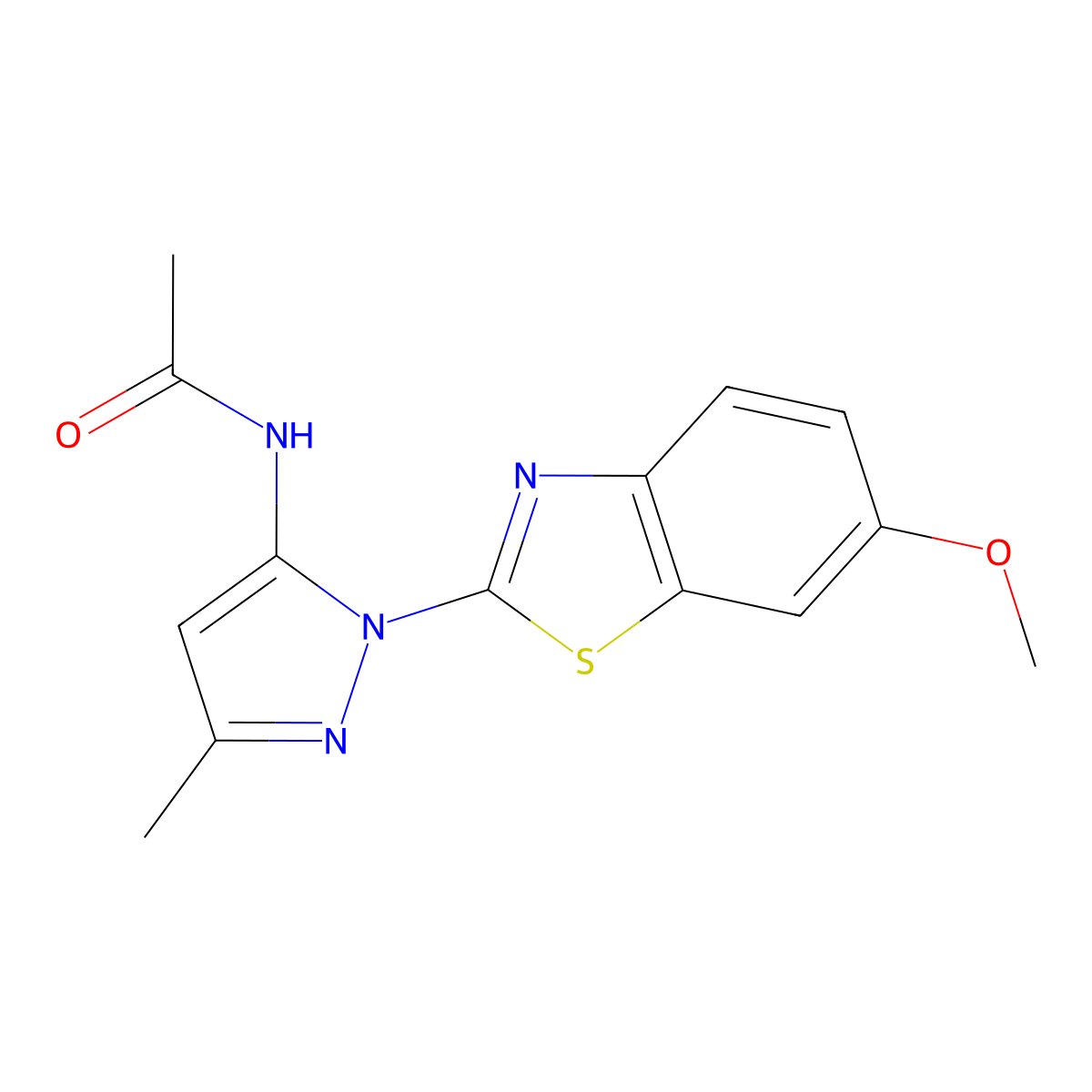 N-(1-(6-methoxybenzo[d]thiazol-2-yl)-3-methyl-1H-pyrazol-5-yl)acetamide molecular structure, CAS 1173253-28-5