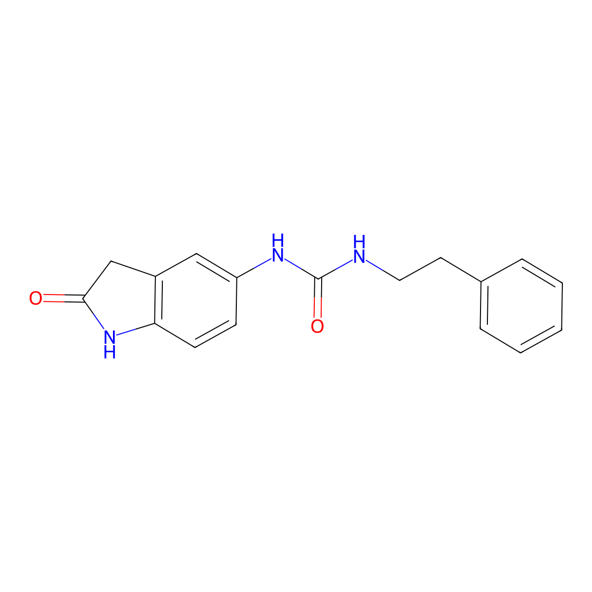 1-(2-Oxoindolin-5-yl)-3-phenethylurea molecular structure, CAS 1173255-71-4