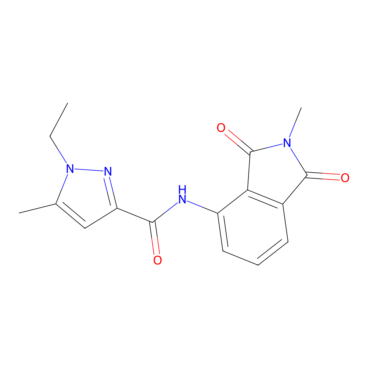 1-ethyl-5-methyl-N-(2-methyl-1,3-dioxo-2,3-dihydro-1H-isoindol-4-yl)-1H-pyrazole-3-carboxamide molecular structure, CAS 1173256-00-2