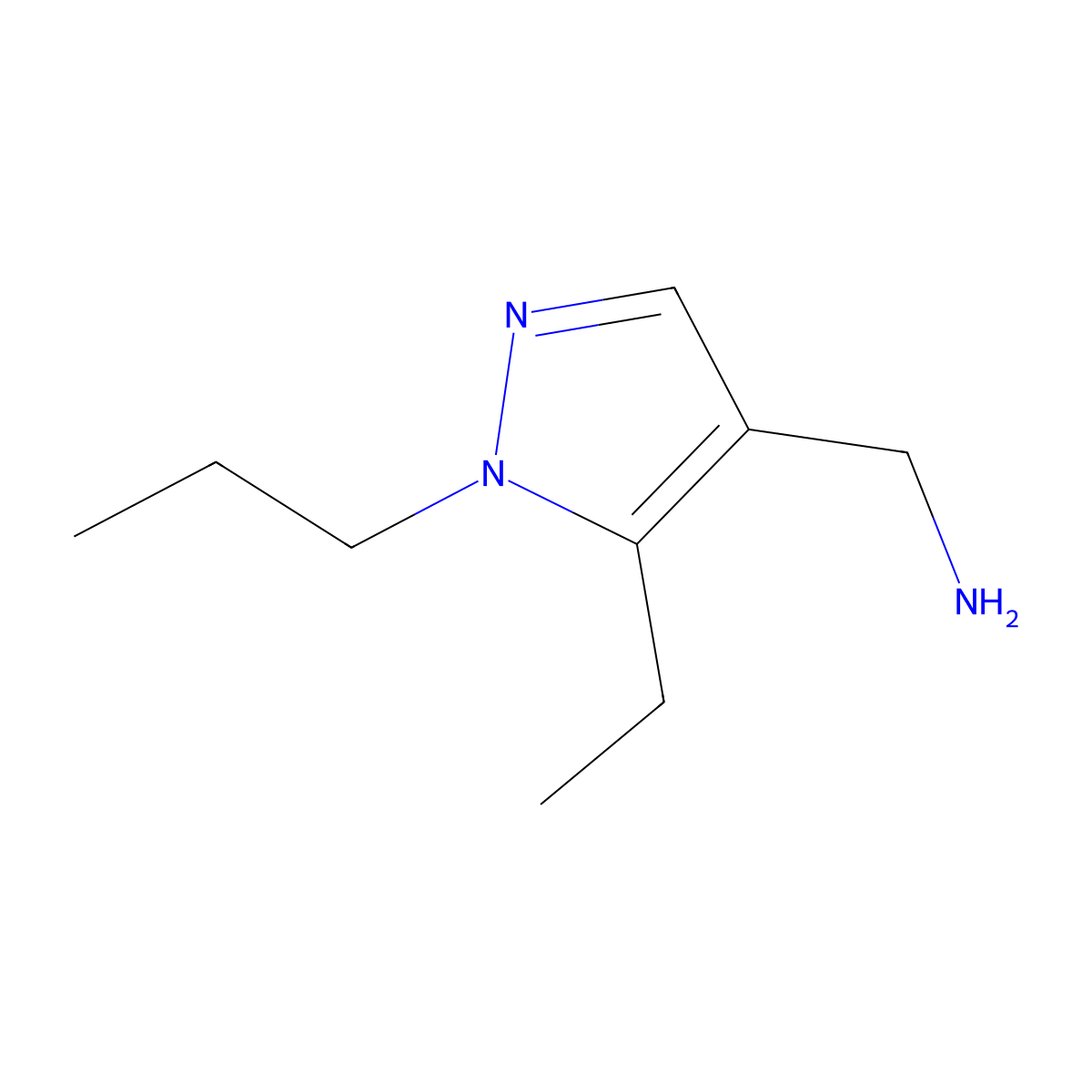 (5-Ethyl-1-propyl-1H-pyrazol-4-yl)methanamine molecular structure, CAS 1173266-63-1