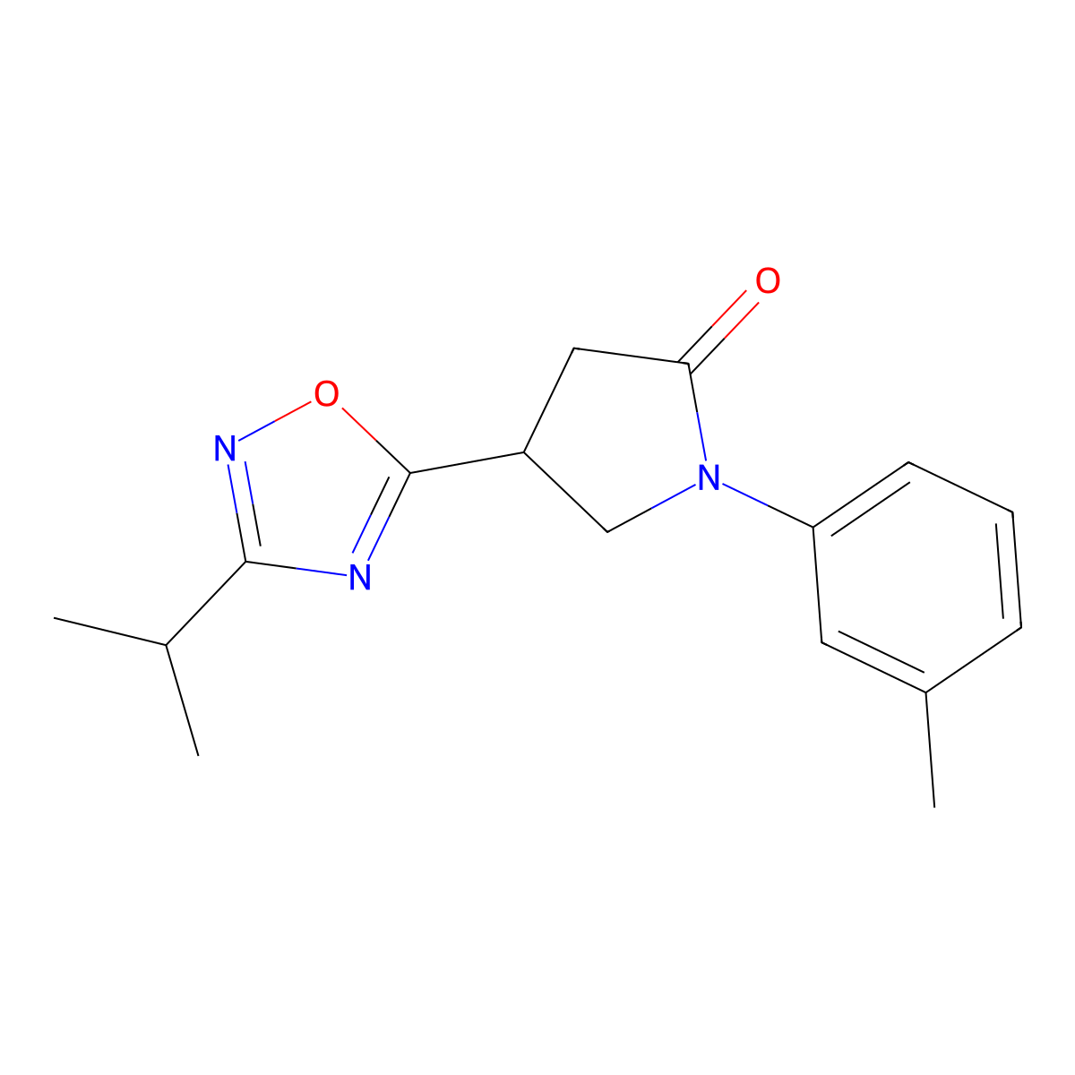 1-(3-Methylphenyl)-4-[3-(propan-2-yl)-1,2,4-oxadiazol-5-yl]pyrrolidin-2-one molecular structure, CAS 1173268-39-7