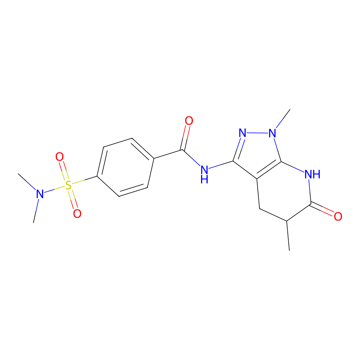 N-(1,5-dimethyl-6-oxo-4,5,6,7-tetrahydro-1H-pyrazolo[3,4-b]pyridin-3-yl)-4-(N,N-dimethylsulfamoyl)benzamide molecular structure, CAS 1173269-54-9