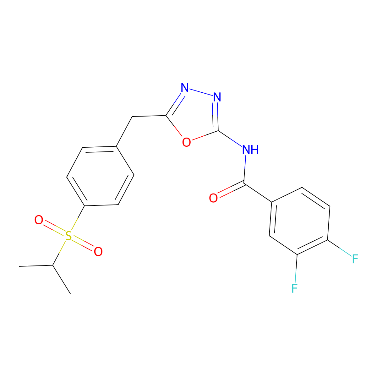 3,4-difluoro-N-(5-(4-(isopropylsulfonyl)benzyl)-1,3,4-oxadiazol-2-yl)benzamide molecular structure, CAS 1173272-73-5