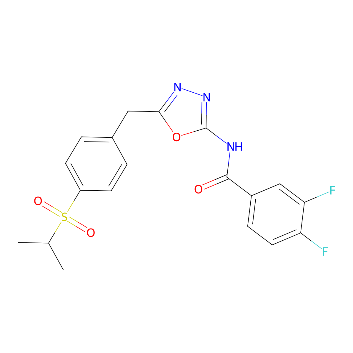 3,4-difluoro-N-(5-(4-(isopropylsulfonyl)benzyl)-1,3,4-oxadiazol-2-yl)benzamide molecular structure, CAS 1173272-73-5