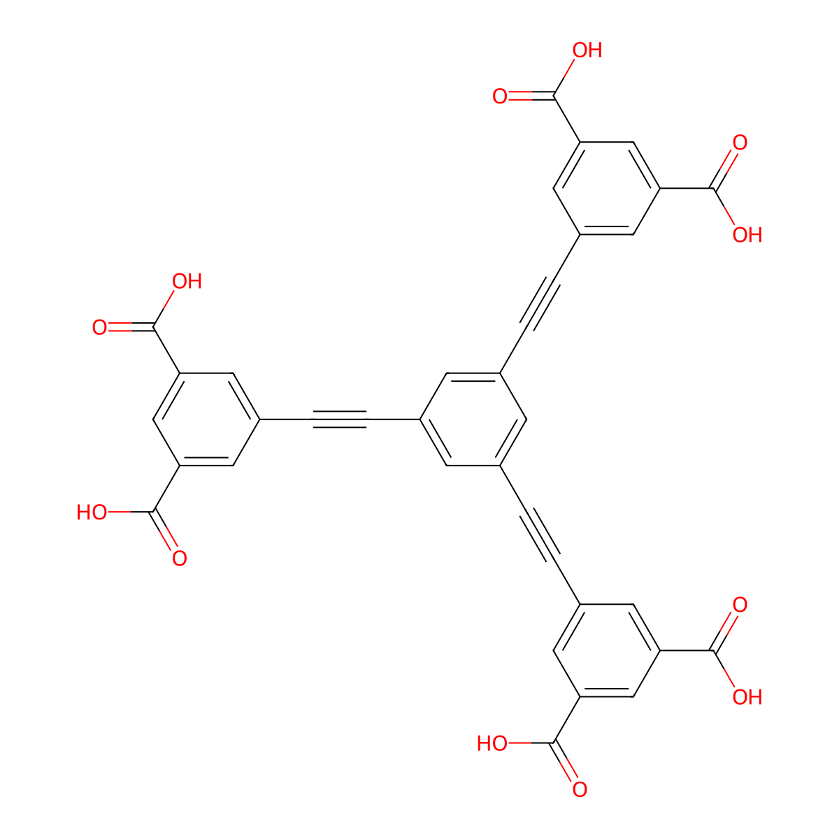 5,5',5''-(Benzene-1,3,5-triyltris(ethyne-2,1-diyl))triisophthalic acid molecular structure, CAS 1173285-13-6