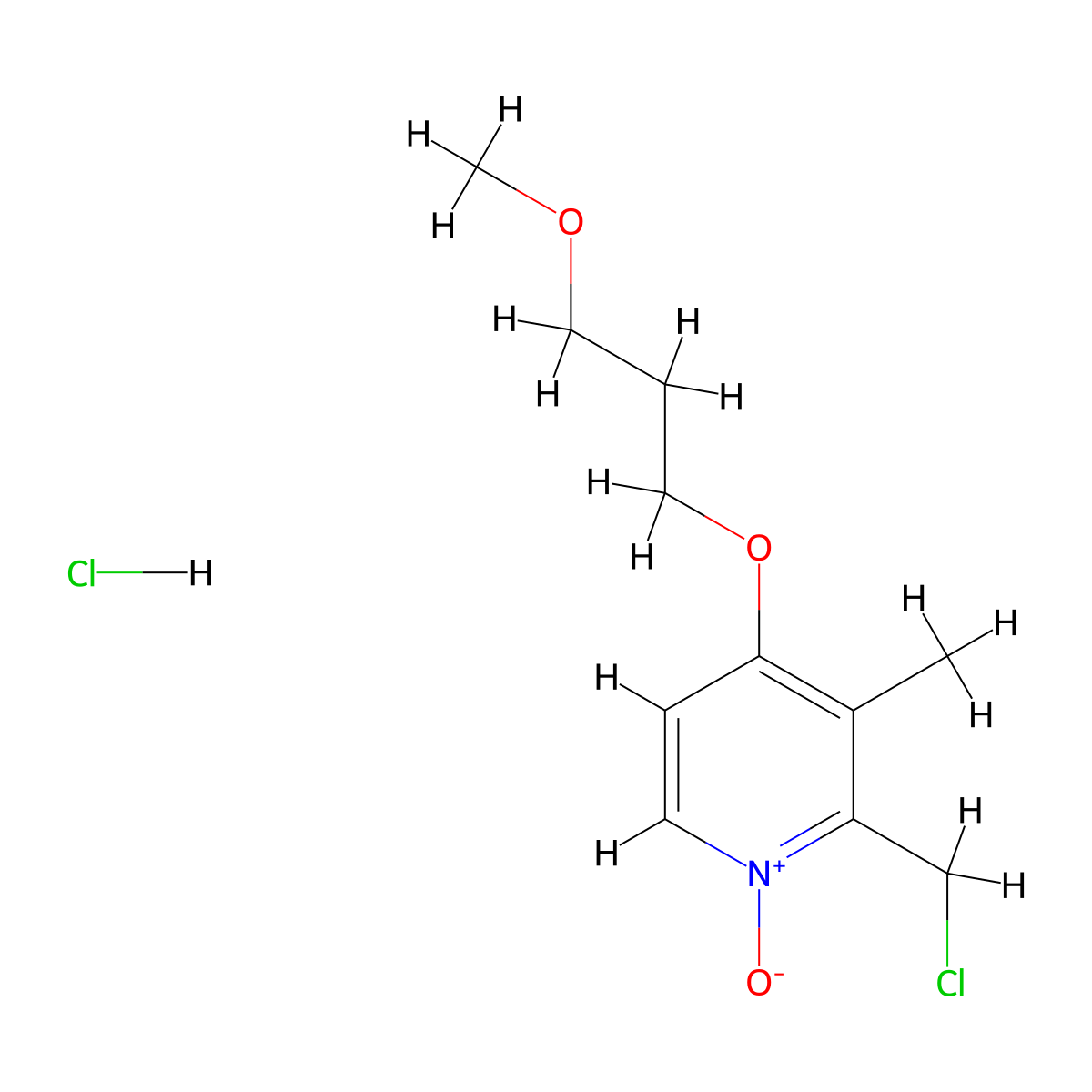 2-(Chloromethyl)-4-(3-methoxypropoxy)-3-methylpyridine 1-oxide hydrochloride molecular structure, CAS 1173289-20-7