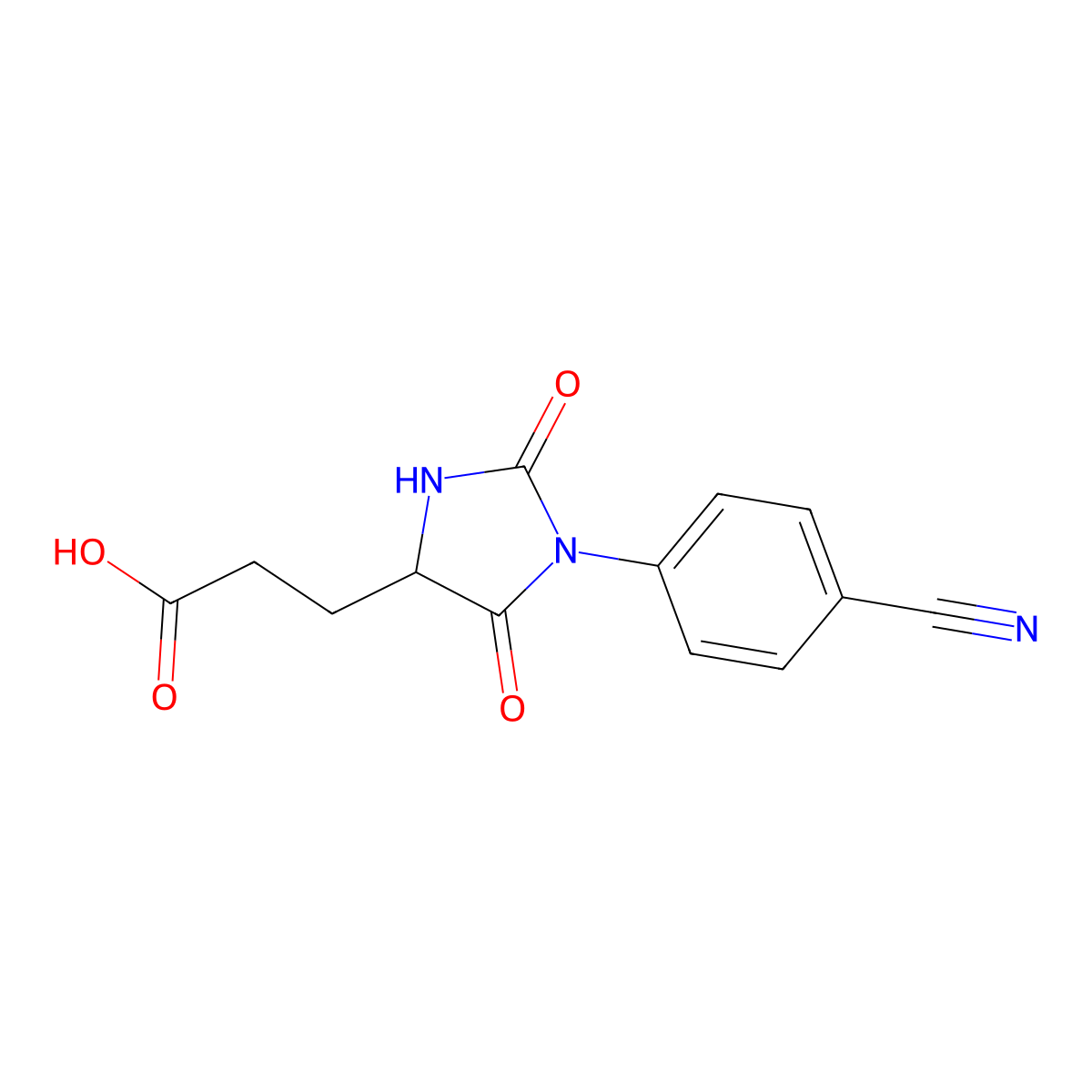 3-[1-(4-Cyanophenyl)-2,5-dioxoimidazolidin-4-yl]propanoic acid molecular structure, CAS 1173293-43-0