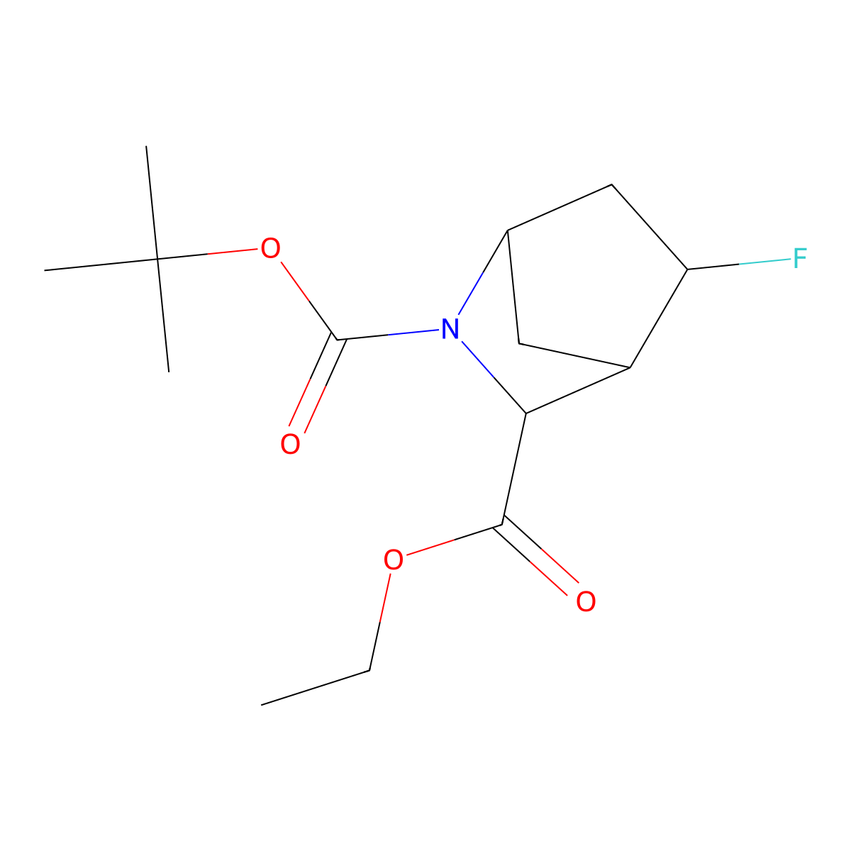 Racemic-(3R,5R)-2-Tert-Butyl 3-Ethyl 5-Fluoro-2-Azabicyclo[2.2.1]Heptane-2,3-Dicarboxylate molecular structure, CAS 1173294-24-0