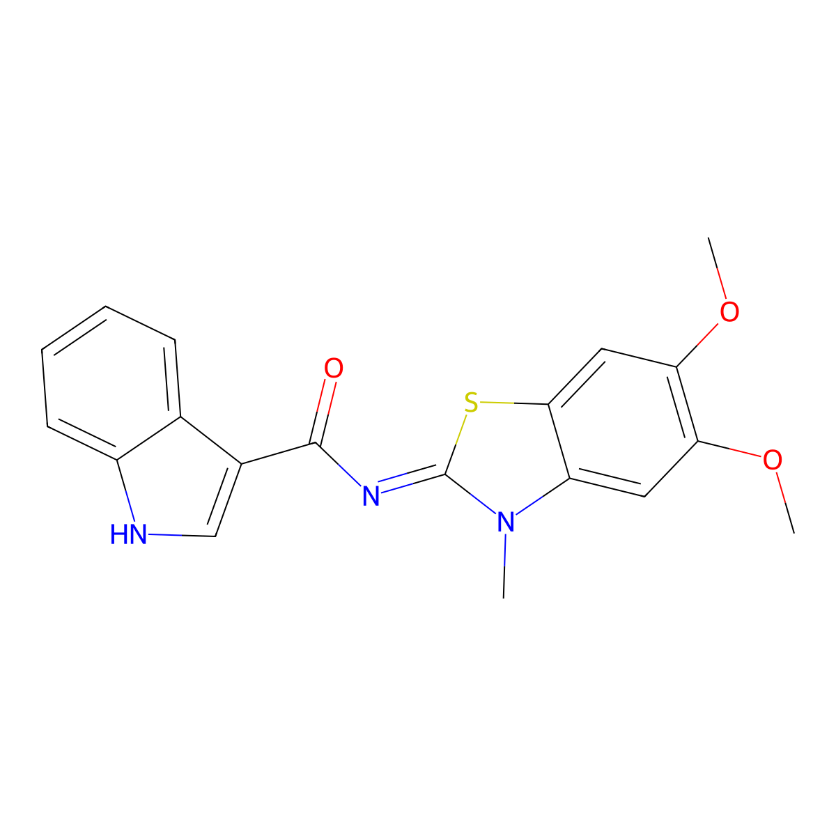 (Z)-N-(5,6-dimethoxy-3-methylbenzo[d]thiazol-2(3H)-ylidene)-1H-indole-3-carboxamide molecular structure, CAS 1173297-12-5