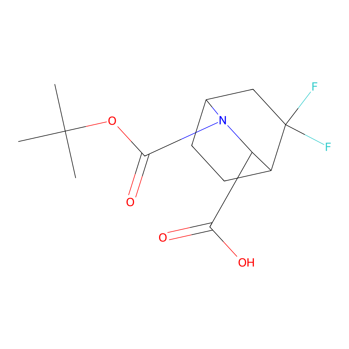(1R,3S,4S)-2-(tert-Butoxycarbonyl)-5,5-difluoro-2-azabicyclo[2.2.2]octane-3-carboxylic acid molecular structure, CAS 1173298-20-8