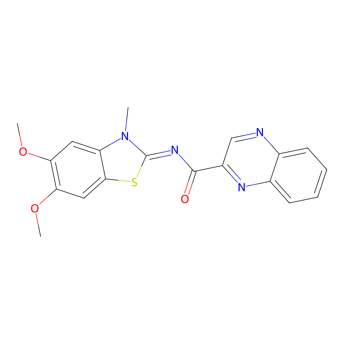(Z)-N-(5,6-dimethoxy-3-methylbenzo[d]thiazol-2(3H)-ylidene)quinoxaline-2-carboxamide molecular structure, CAS 1173301-35-3