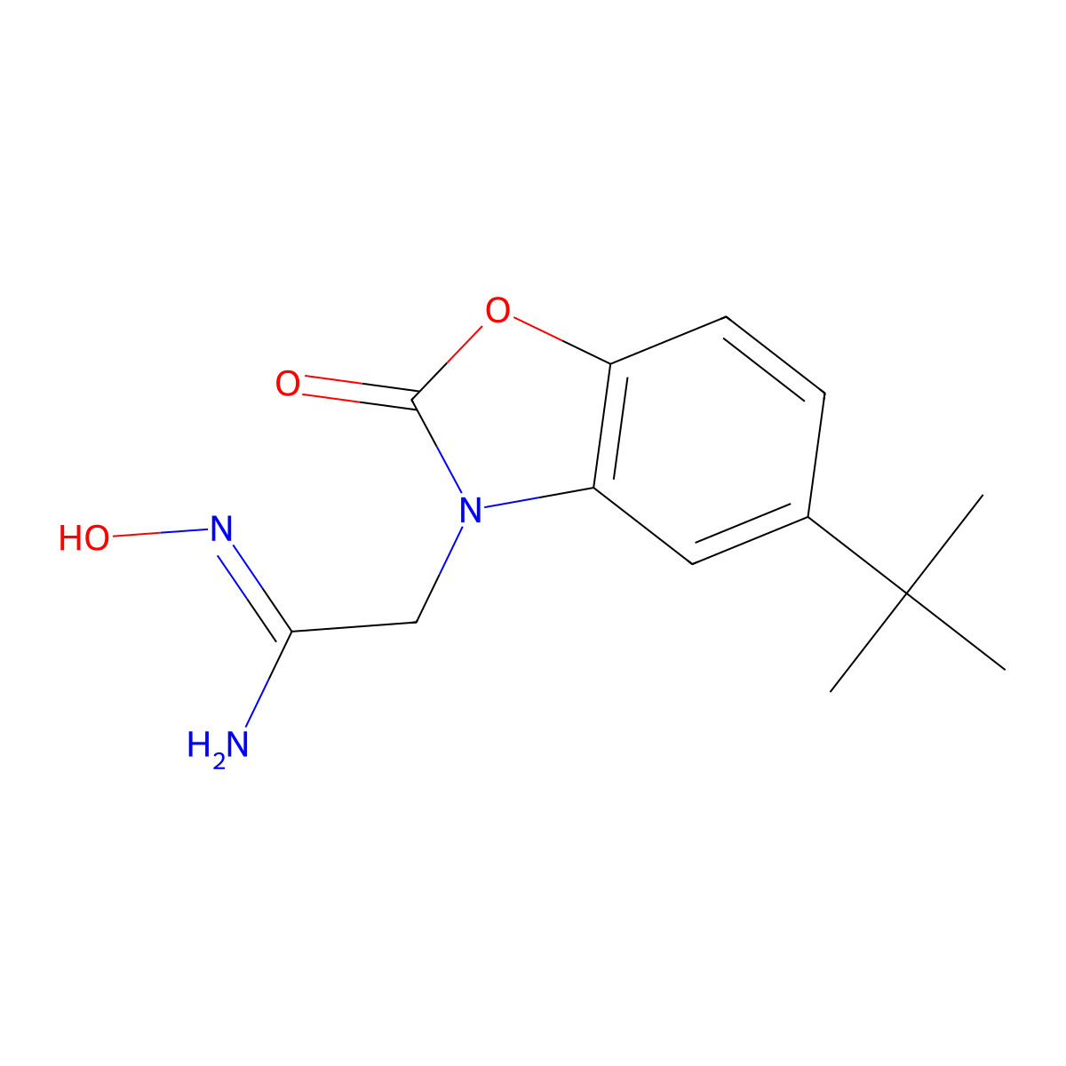 (1Z)-2-(5-tert-butyl-2-oxo-1,3-benzoxazol-3(2H)-yl)-N'-hydroxyethanimidamide molecular structure, CAS 1173307-41-9