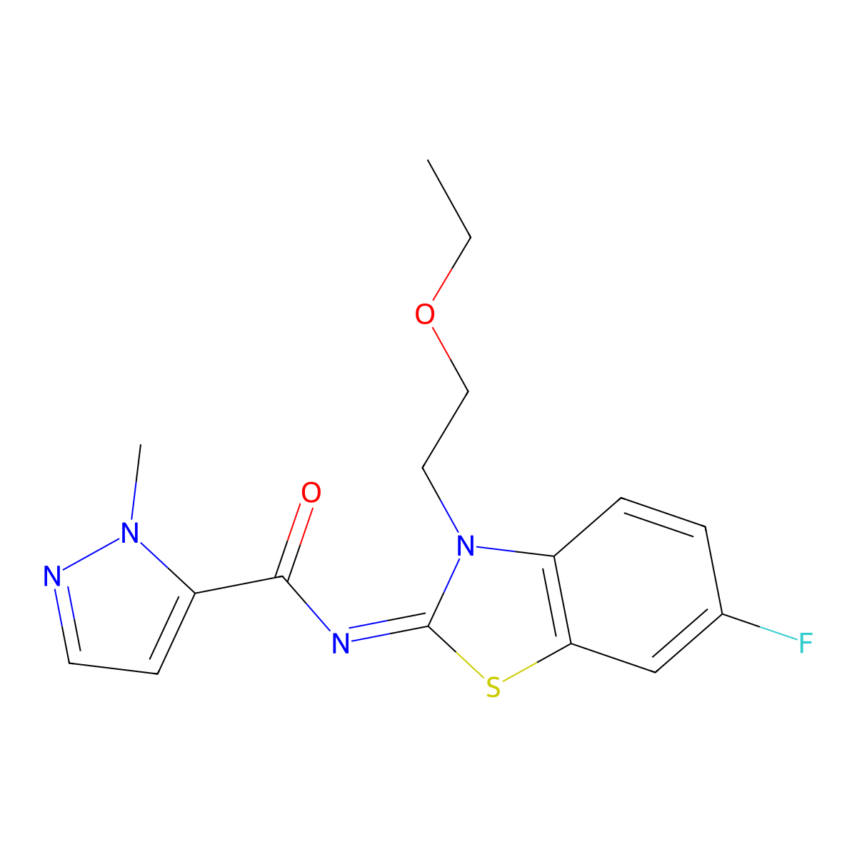 (E)-N-(3-(2-ethoxyethyl)-6-fluorobenzo[d]thiazol-2(3H)-ylidene)-1-methyl-1H-pyrazole-5-carboxamide molecular structure, CAS 1173321-38-4