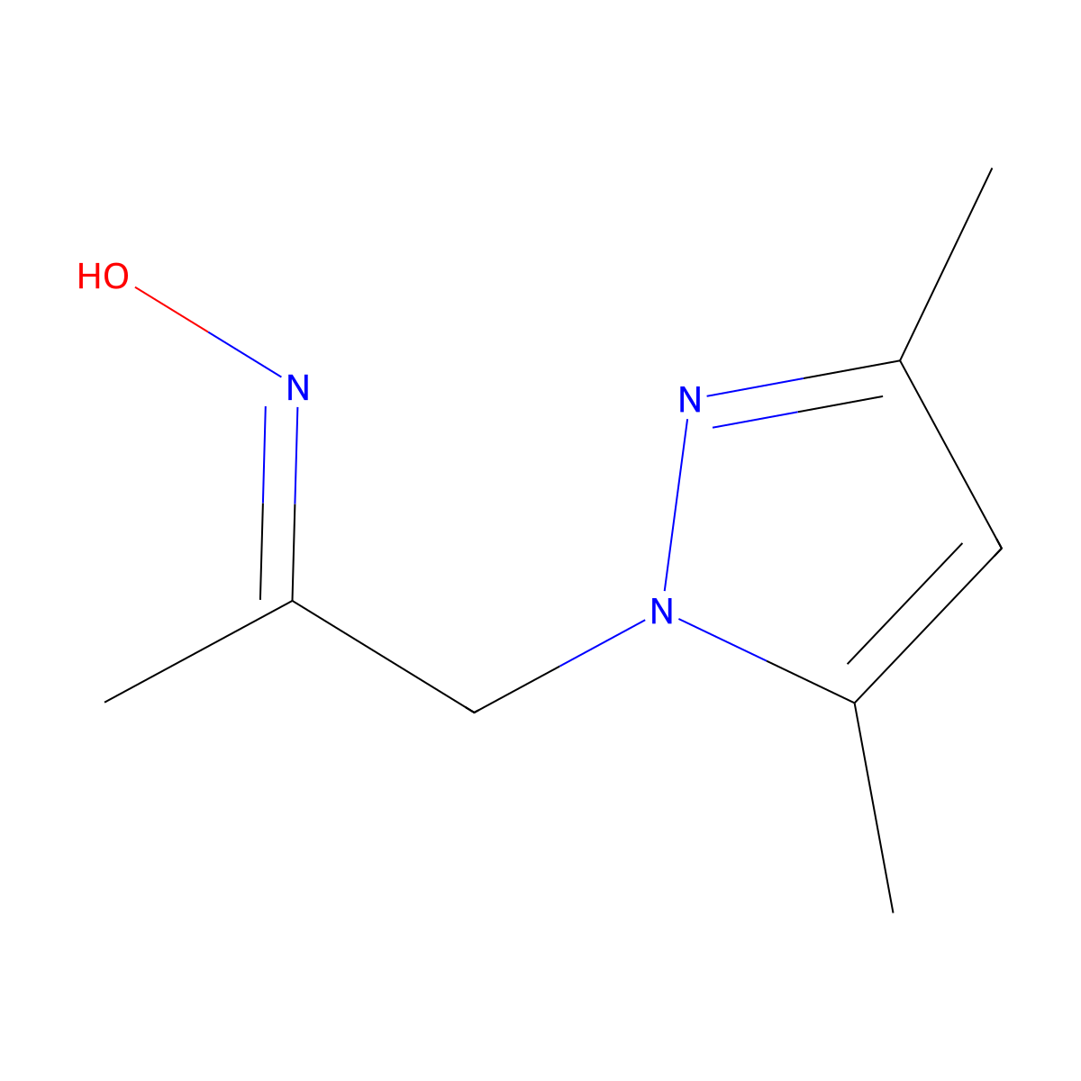 N-[1-(3,5-dimethyl-1H-pyrazol-1-yl)propan-2-ylidene]hydroxylamine molecular structure, CAS 1173323-92-6