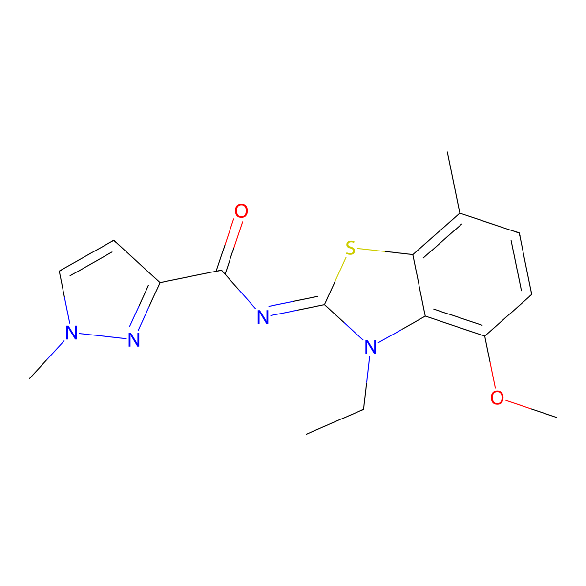(Z)-N-(3-ethyl-4-methoxy-7-methylbenzo[d]thiazol-2(3H)-ylidene)-1-methyl-1H-pyrazole-3-carboxamide molecular structure, CAS 1173330-39-6